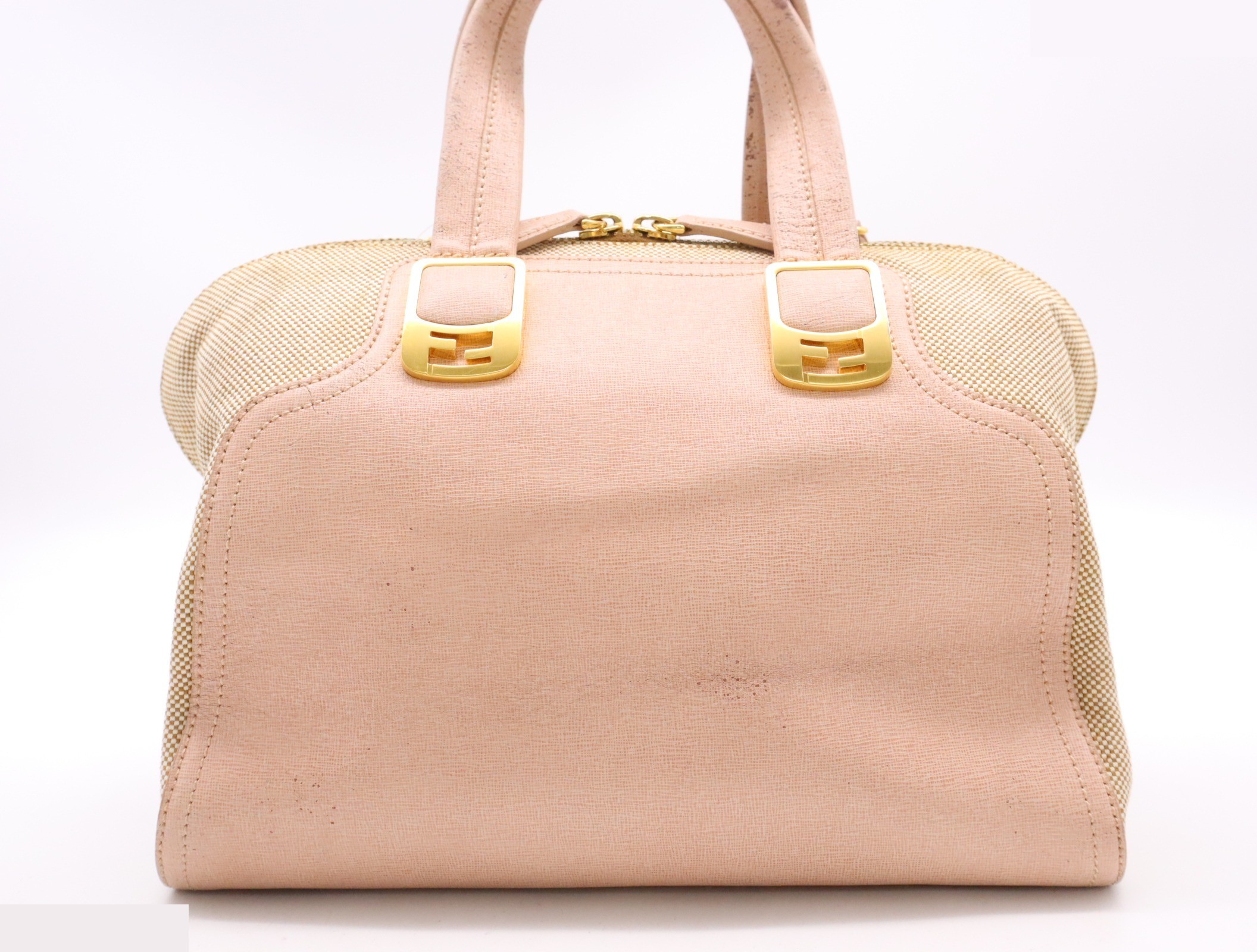 Canvas x Leather Chameleon 2way Handbag Pink GD Hardware — view 2