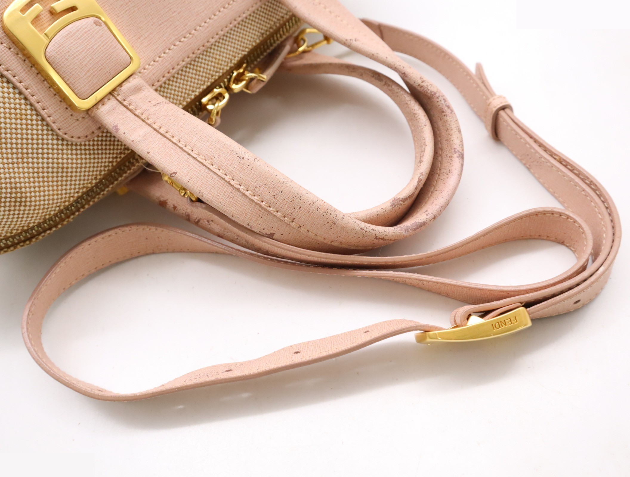 Canvas x Leather Chameleon 2way Handbag Pink GD Hardware — view 6