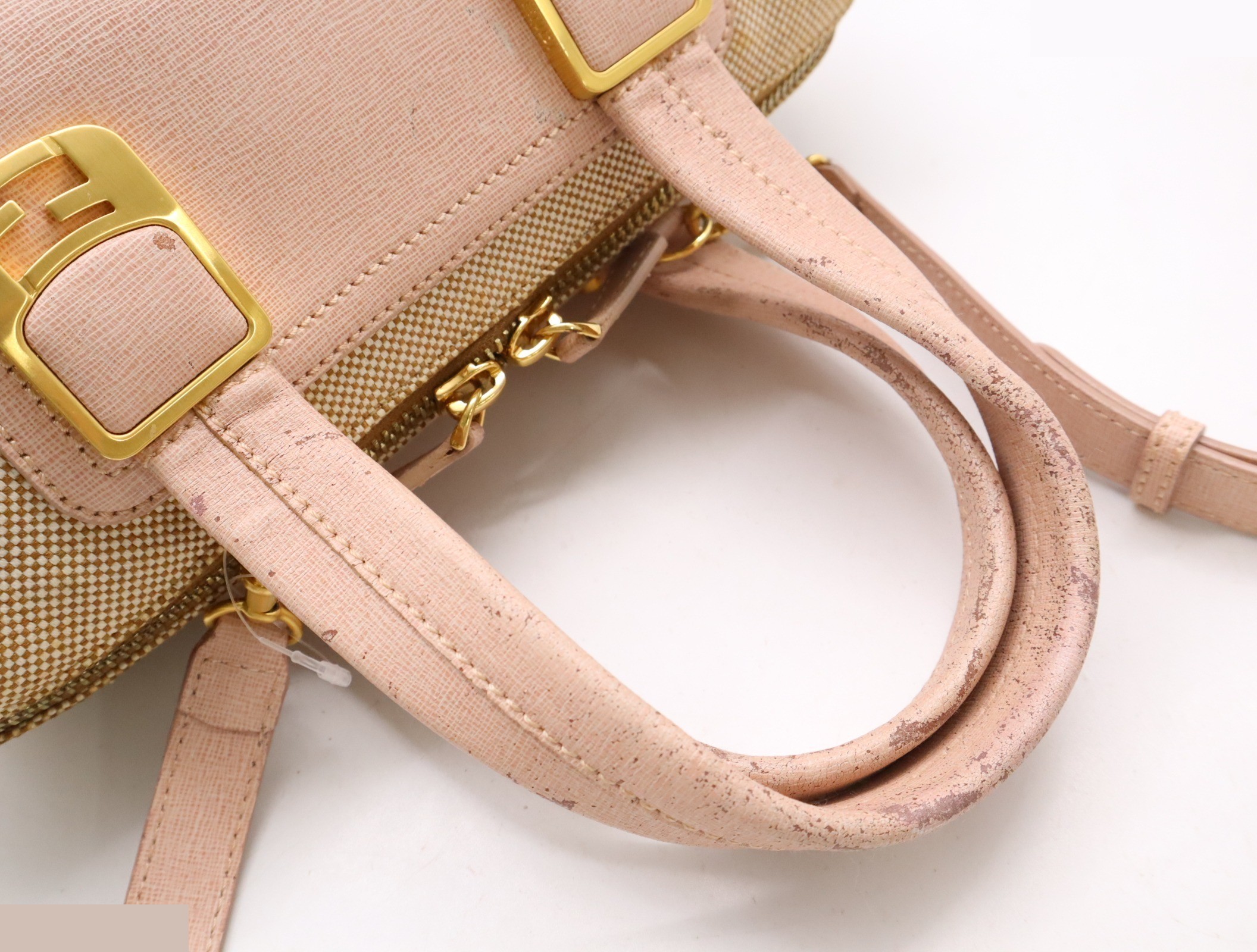 Canvas x Leather Chameleon 2way Handbag Pink GD Hardware — view 7