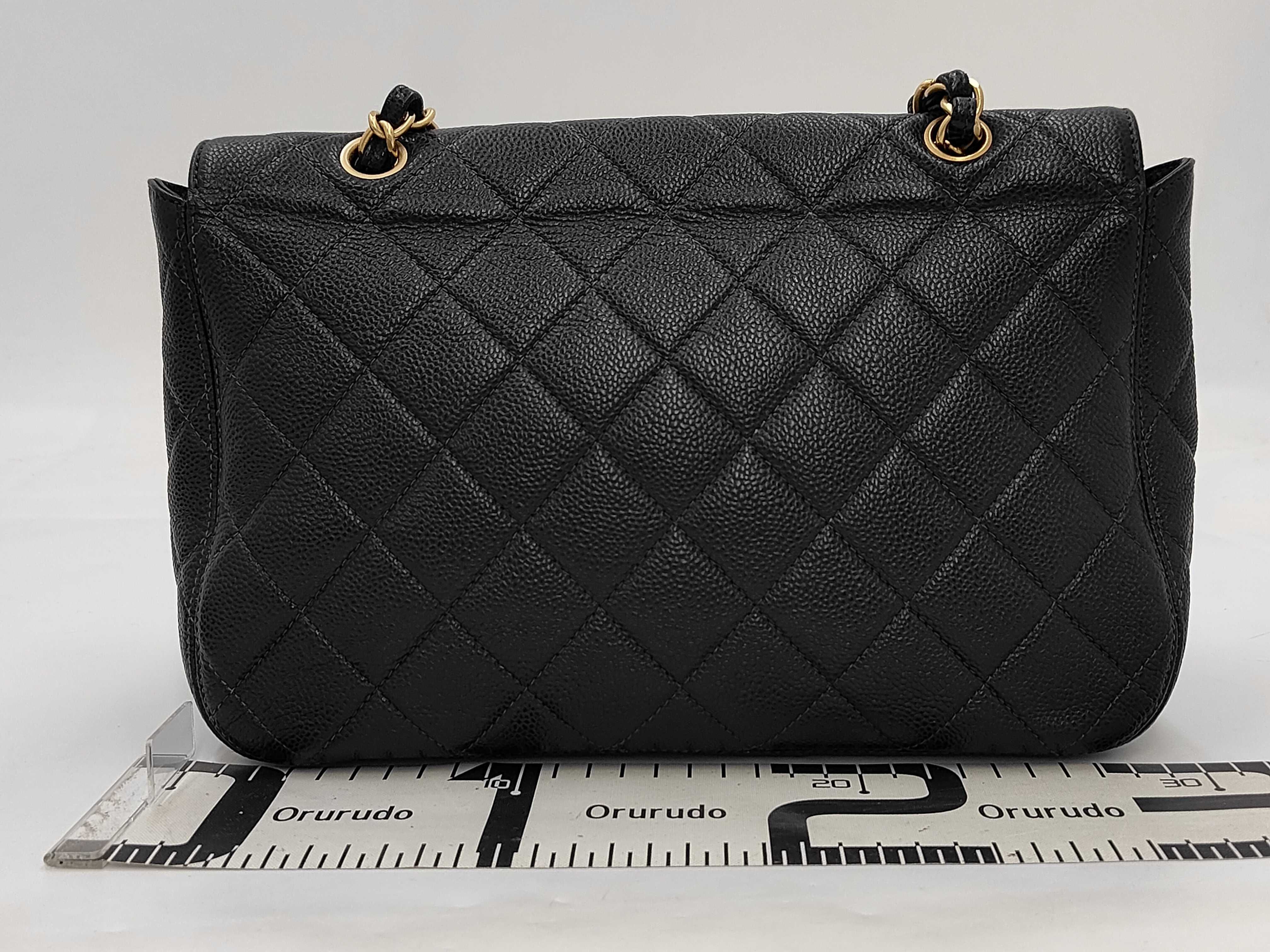 Matelassé Caviar Skin Large Coco Chain Shoulder Bag, Series 6, Black, with dust bag, card, and sticker. — view 2