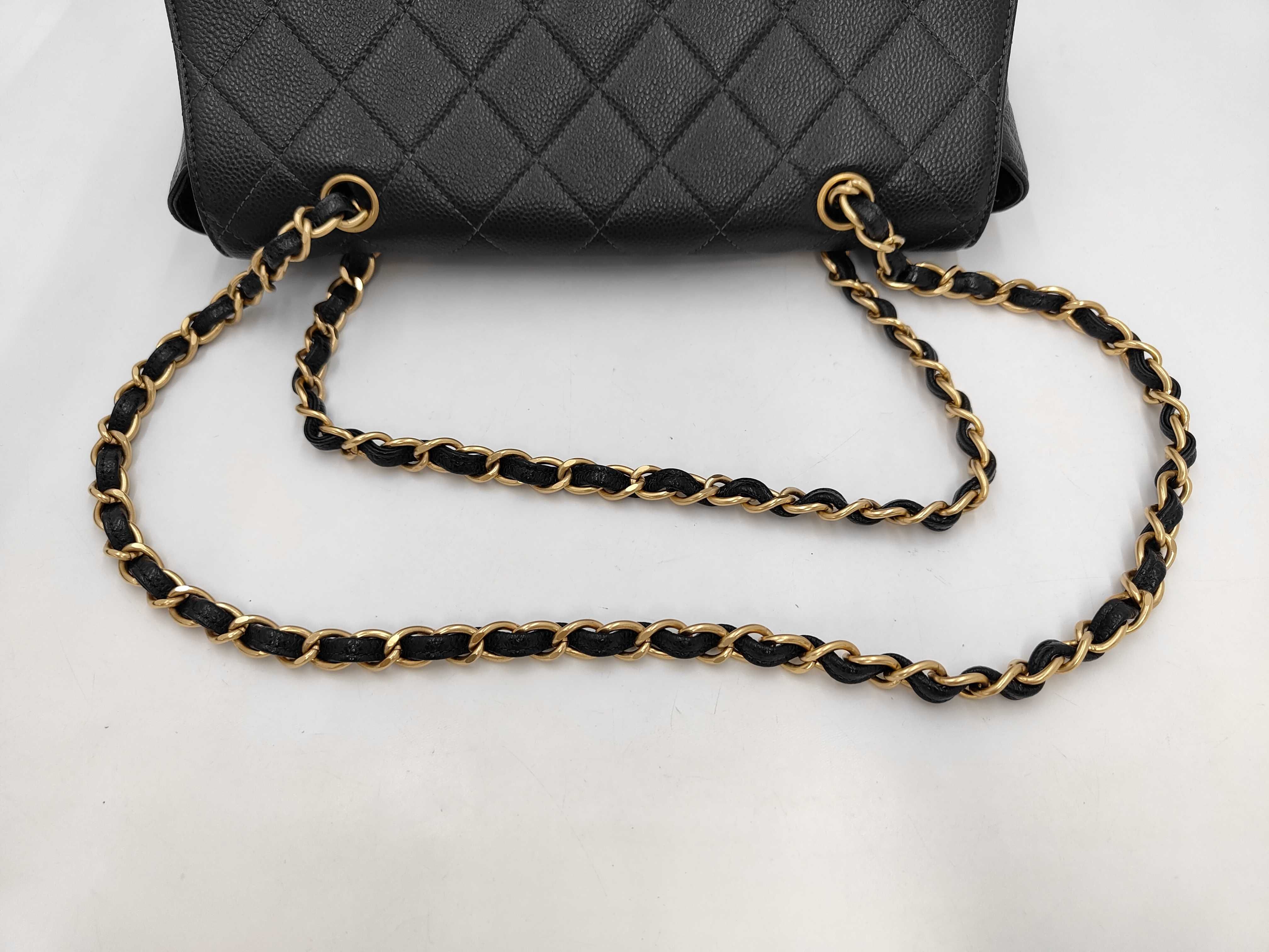 Matelassé Caviar Skin Large Coco Chain Shoulder Bag, Series 6, Black, with dust bag, card, and sticker. — view 5