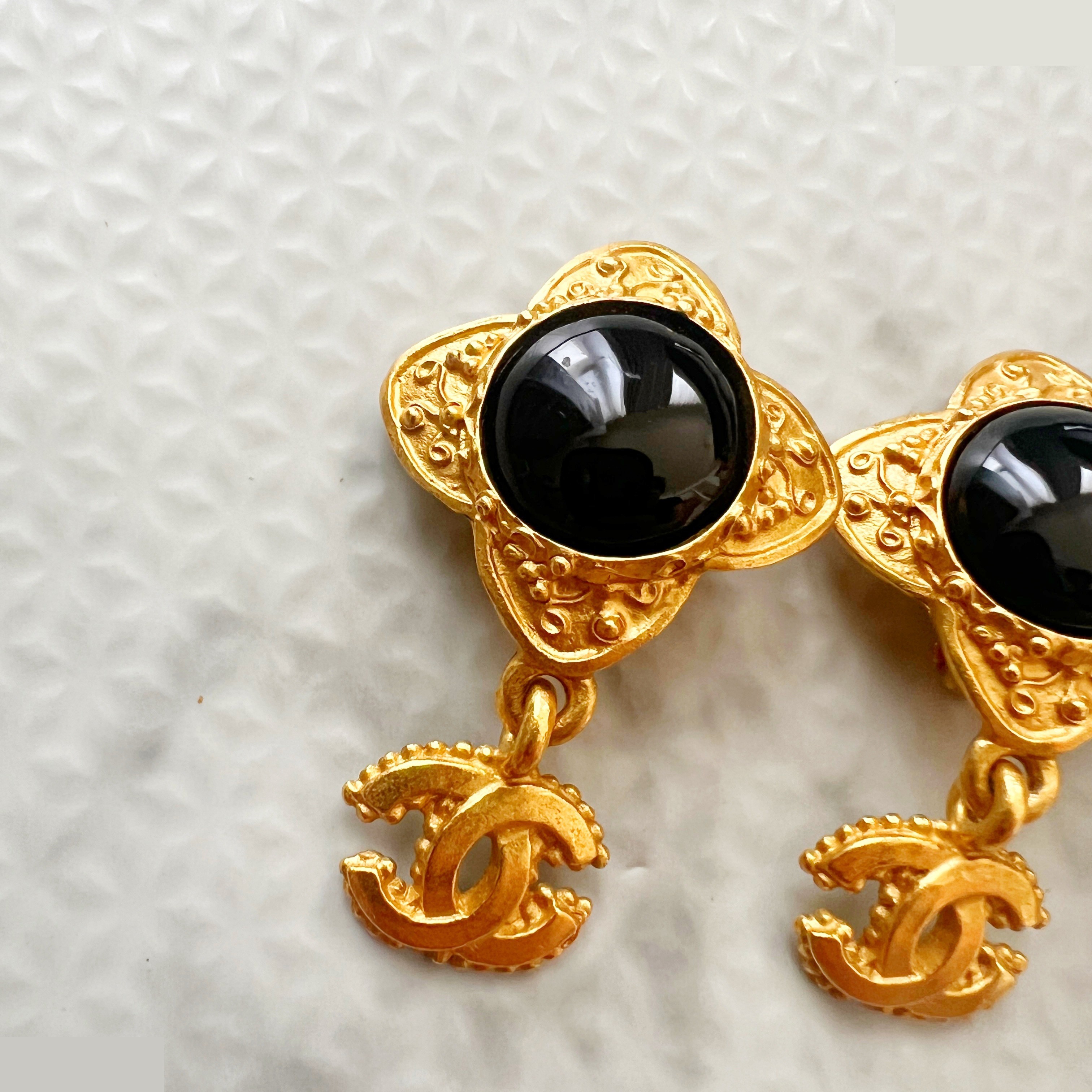 96A Colored Stone Swing Coco Mark Earrings — view 3
