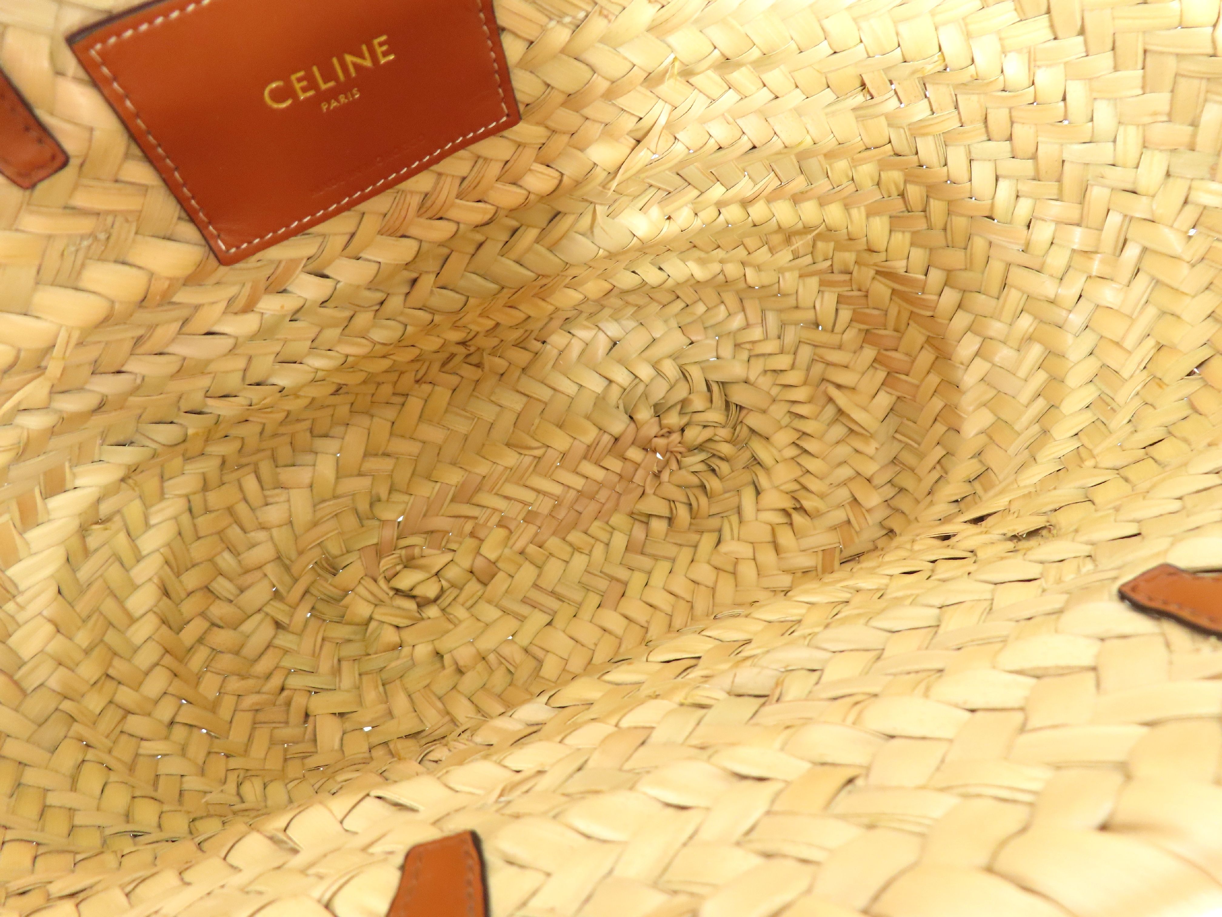 Triomphe Panier Raffia x Leather Basket Bag Brown Handbag — view 9