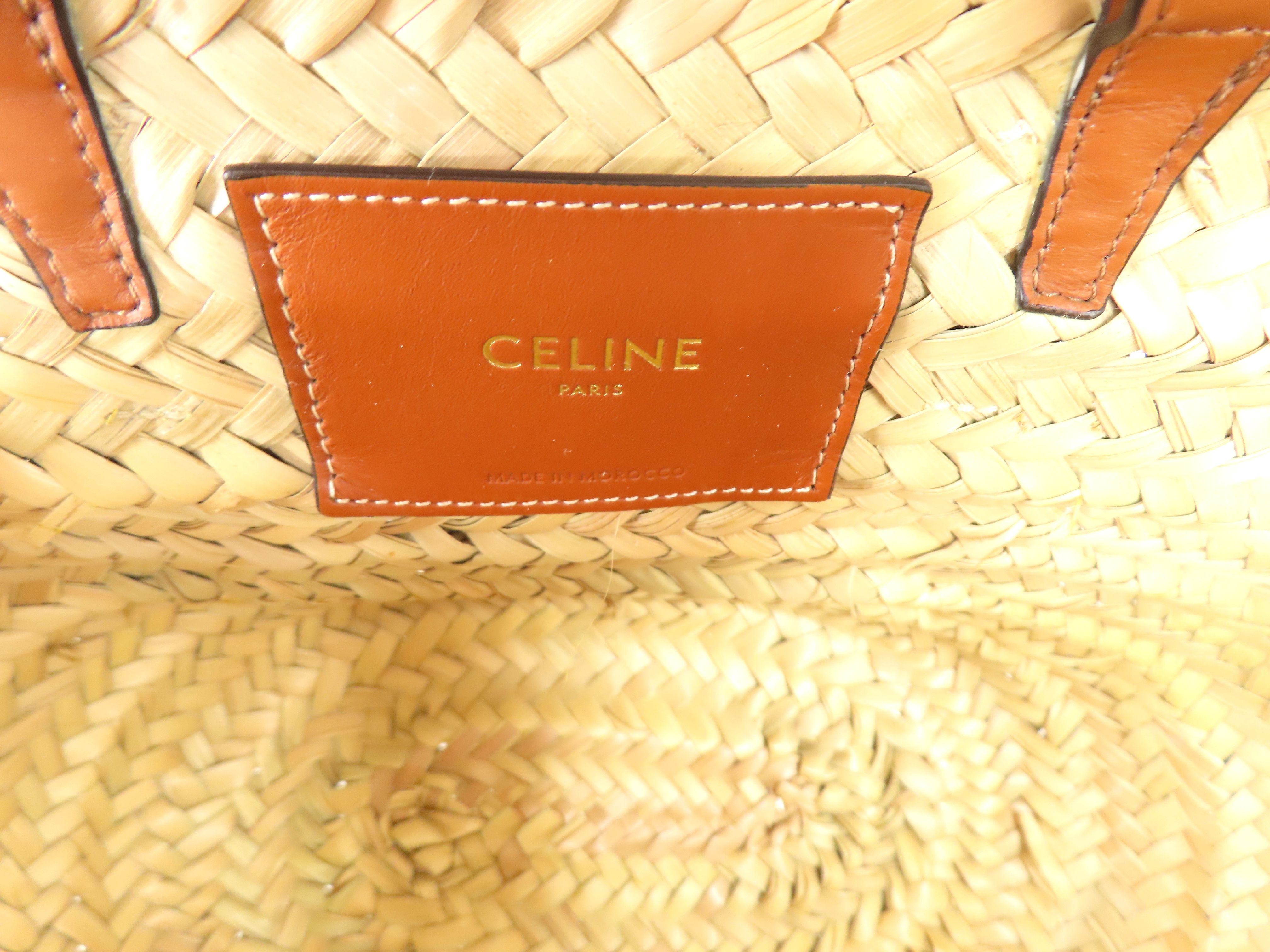 Triomphe Panier Raffia x Leather Basket Bag Brown Handbag — view 10