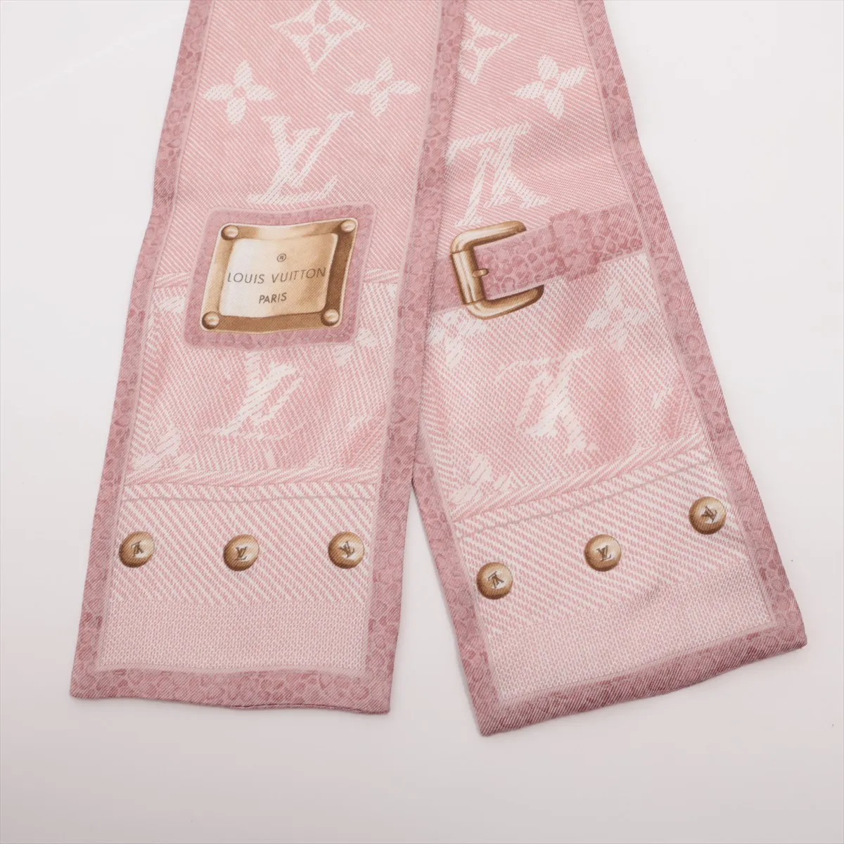 400505 Bandeau New Denim Scarf, Silk, Pink, — view 2