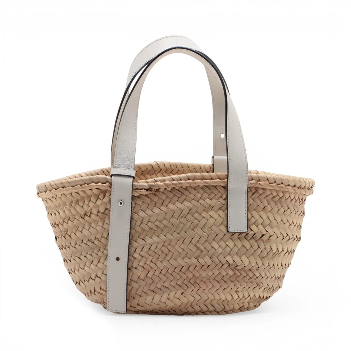 Basket Small Raffia x Leather Basket Bag Beige x White — view 2