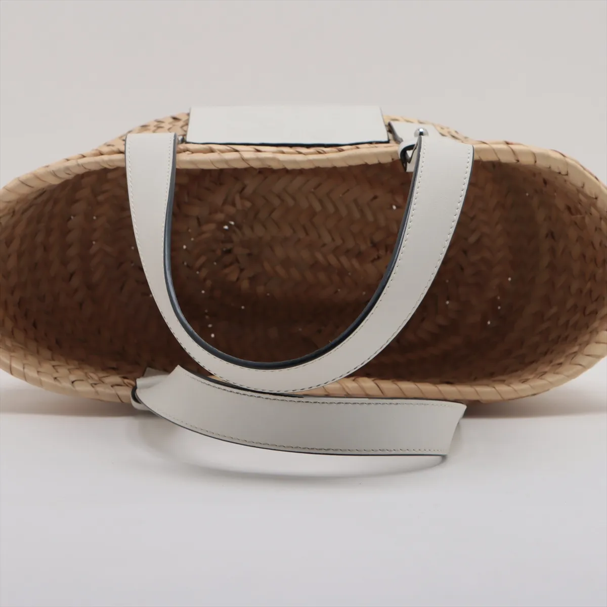 Basket Small Raffia x Leather Basket Bag Beige x White — view 5