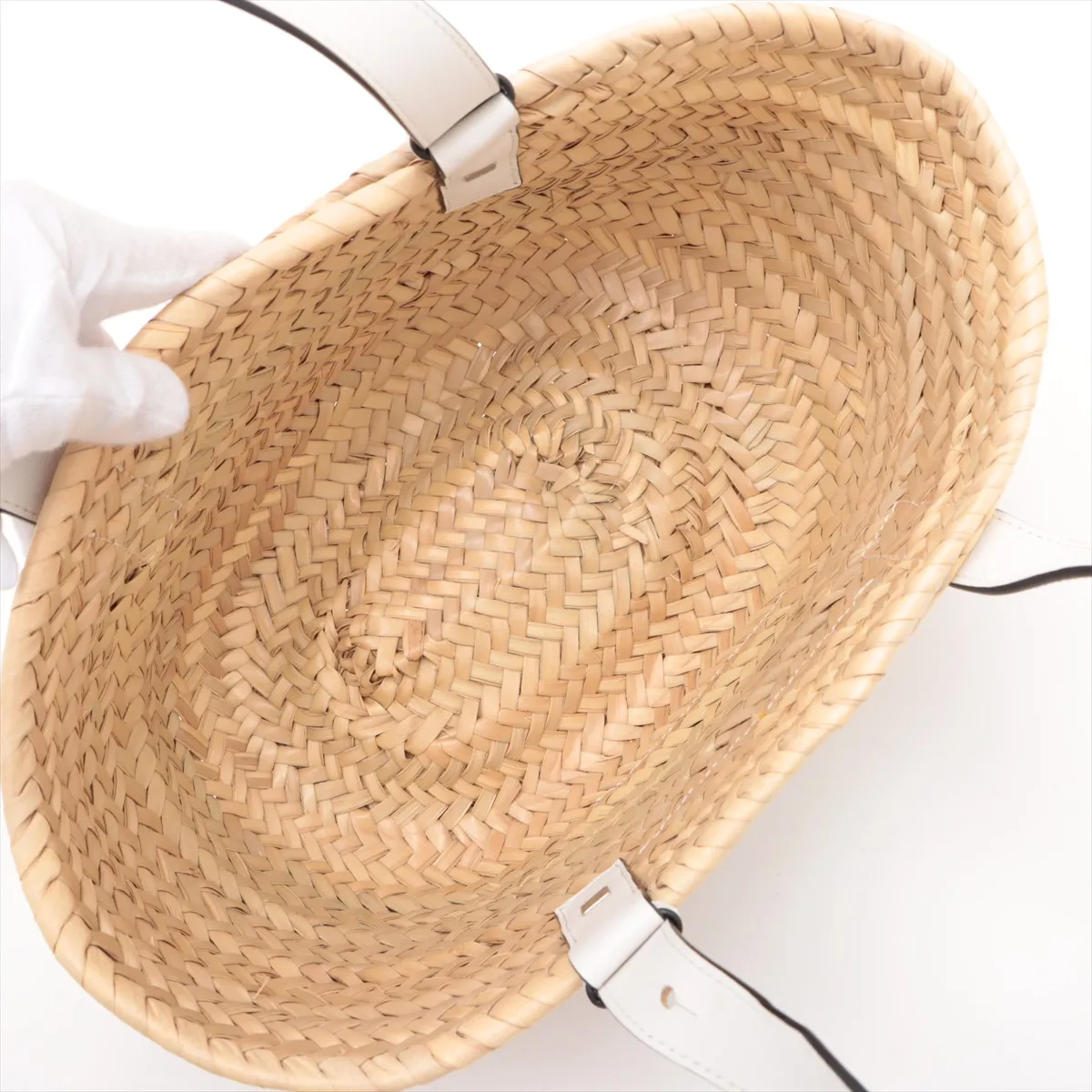 Basket Small Raffia x Leather Basket Bag Beige x White — view 7