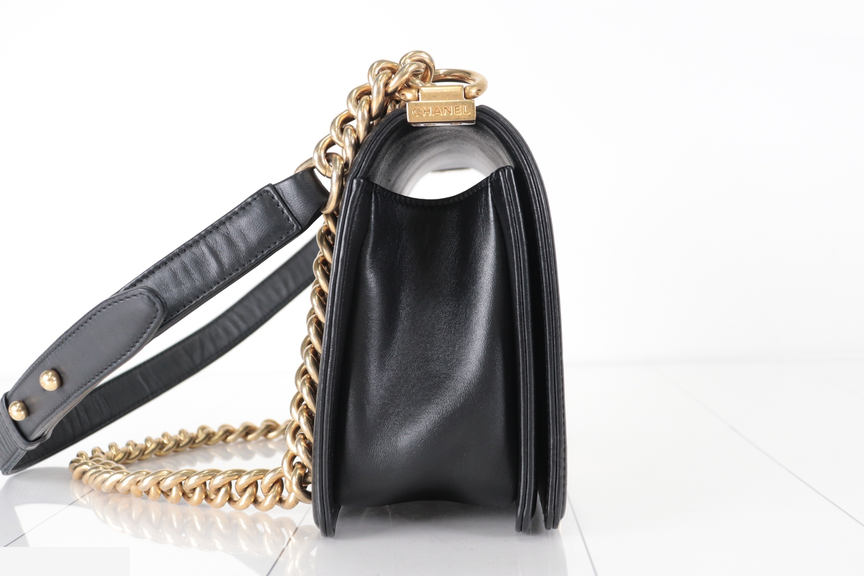 Boy Chanel Lambskin Chain Shoulder Bag, Series 23 — view 4