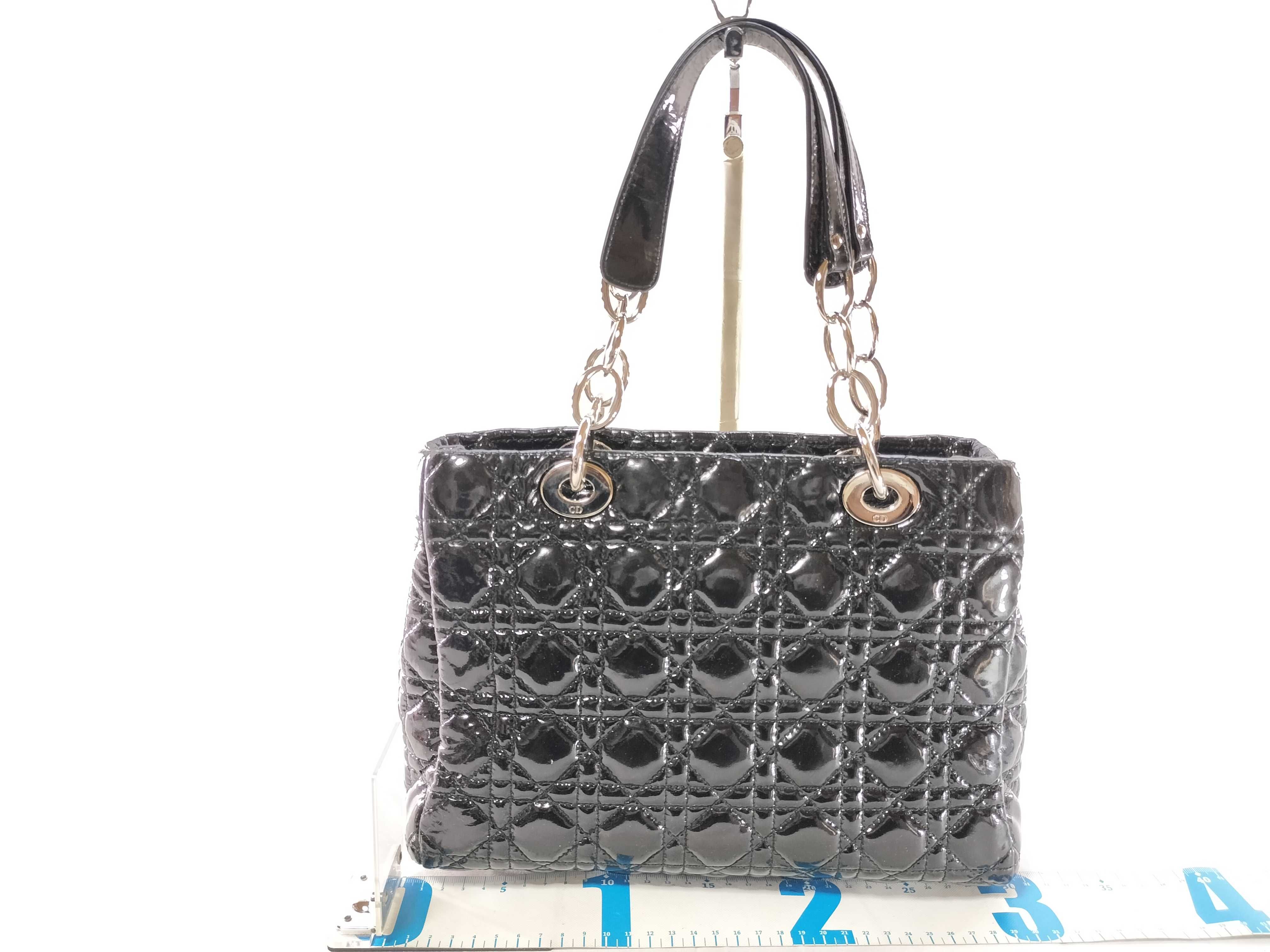 Lady Dior Patent Enamel CD Logo Chain Bag Tote Bag — view 2