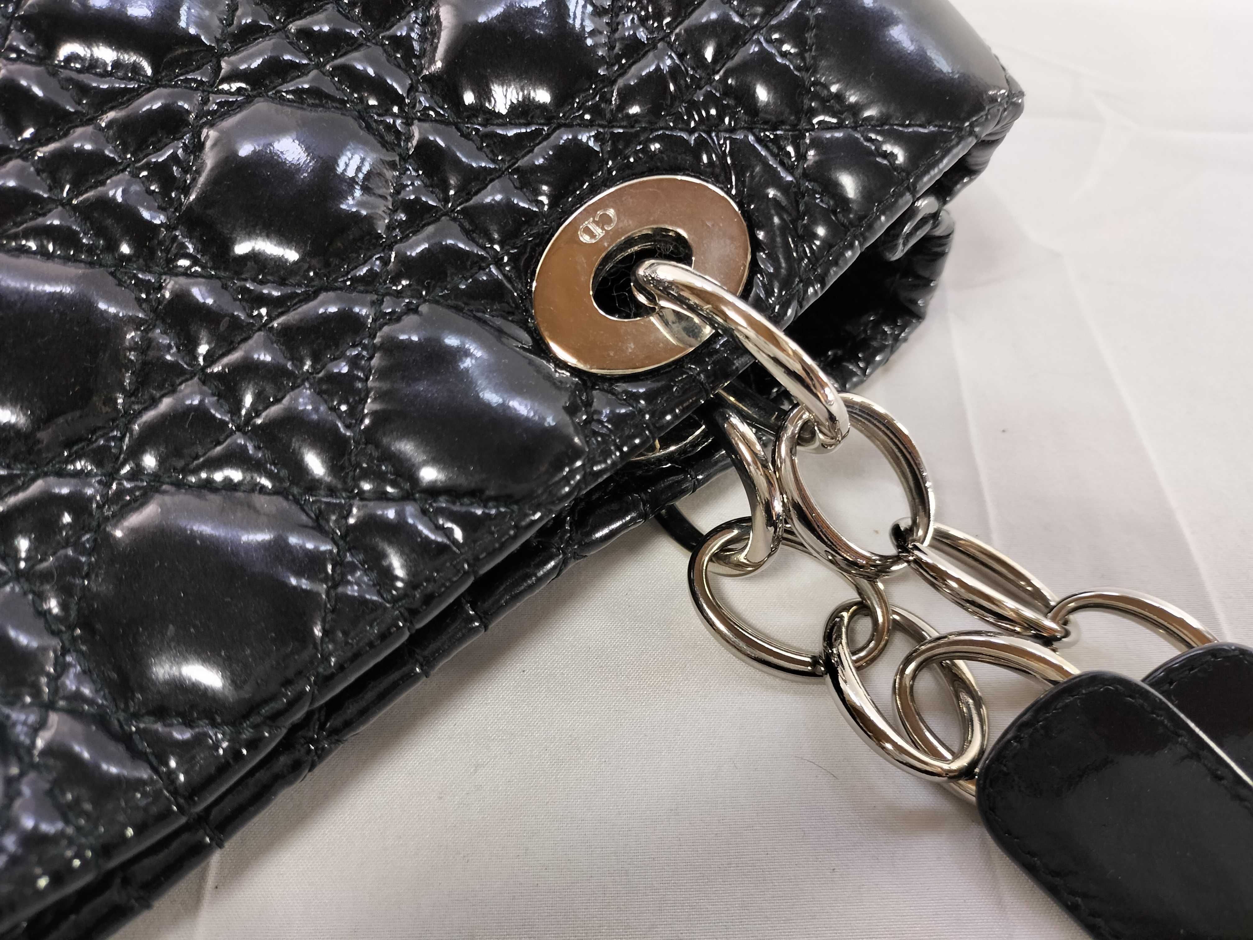 Lady Dior Patent Enamel CD Logo Chain Bag Tote Bag — view 5