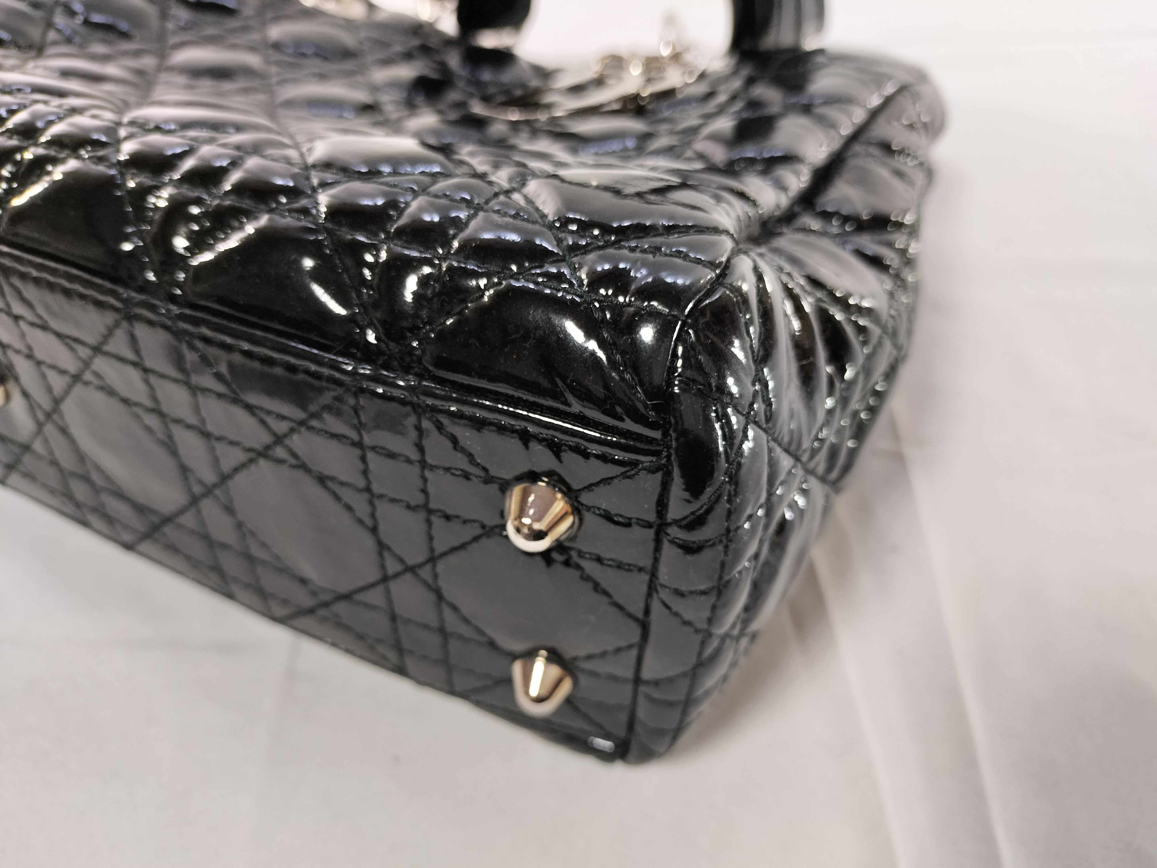 Lady Dior Patent Enamel CD Logo Chain Bag Tote Bag — view 6