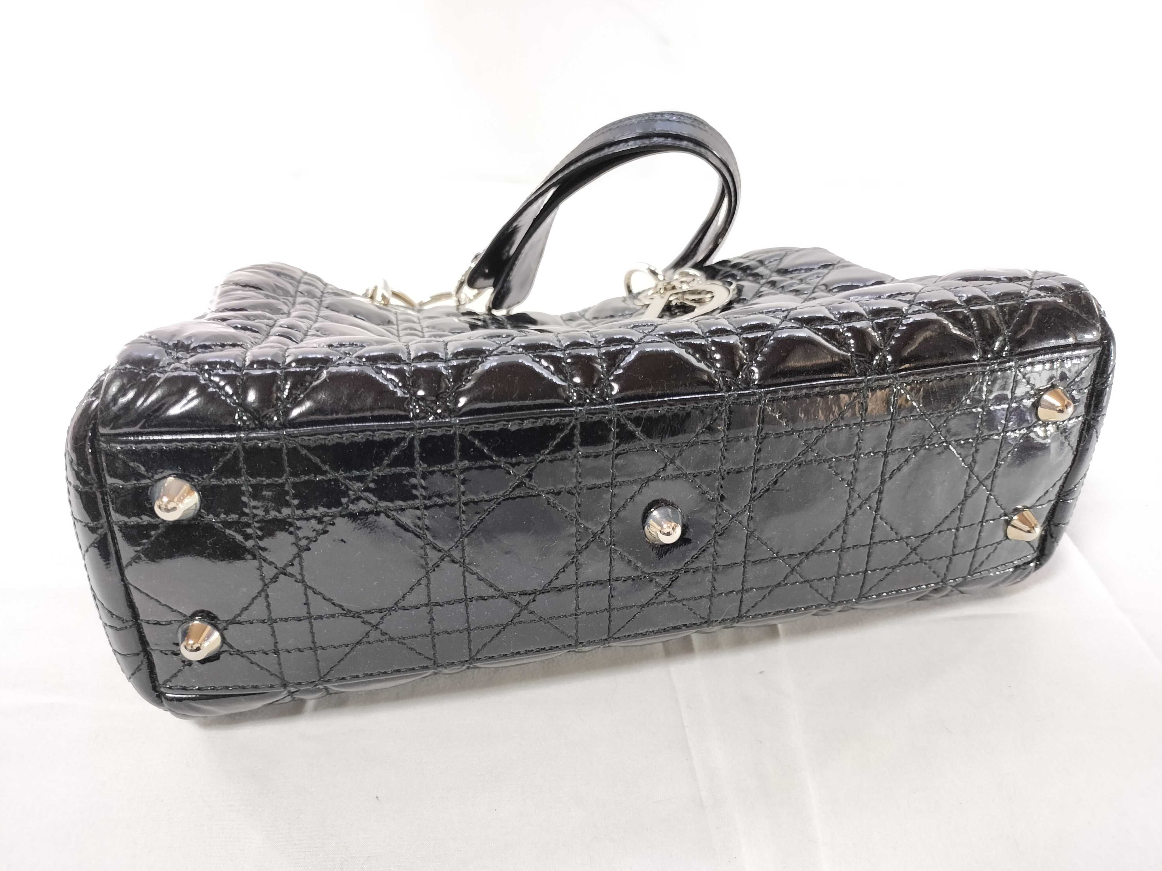 Lady Dior Patent Enamel CD Logo Chain Bag Tote Bag — view 7