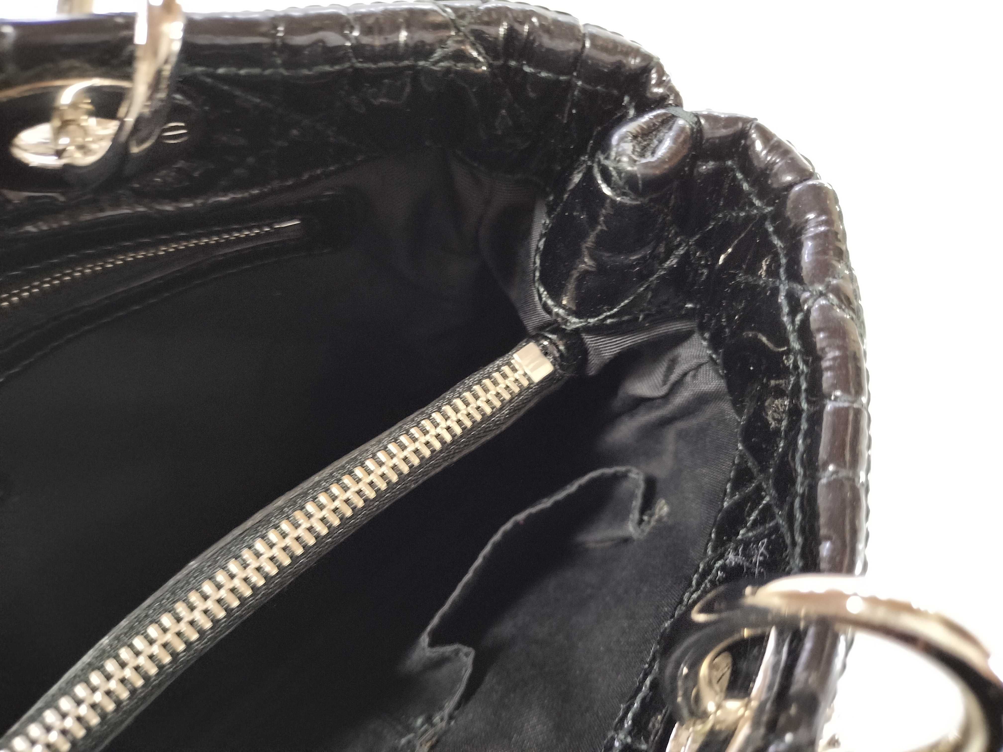 Lady Dior Patent Enamel CD Logo Chain Bag Tote Bag — view 8