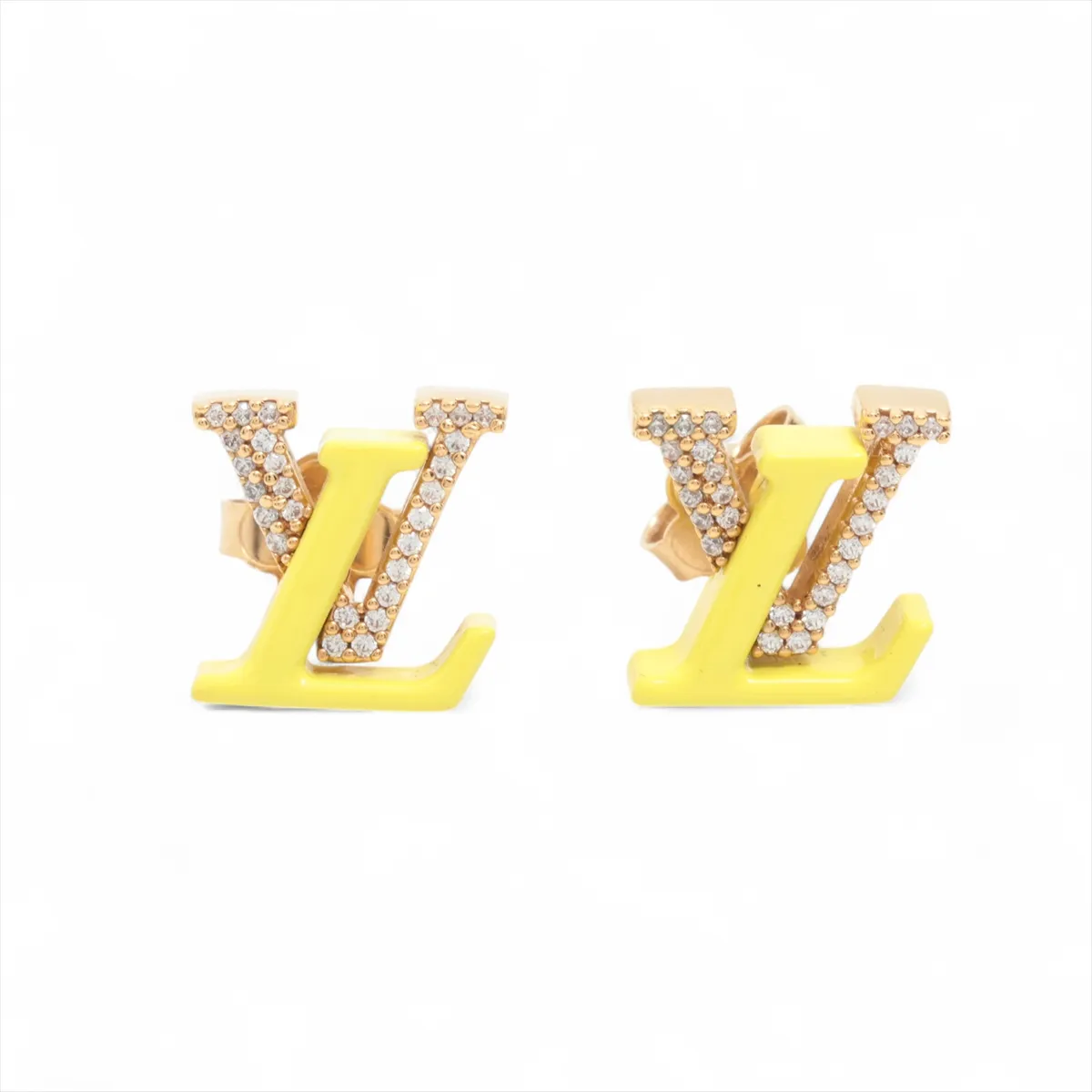 Bookle Doreille LV Iconic TE0233 Earrings (for both ears) GP x Rhinestone Gold x Yellow