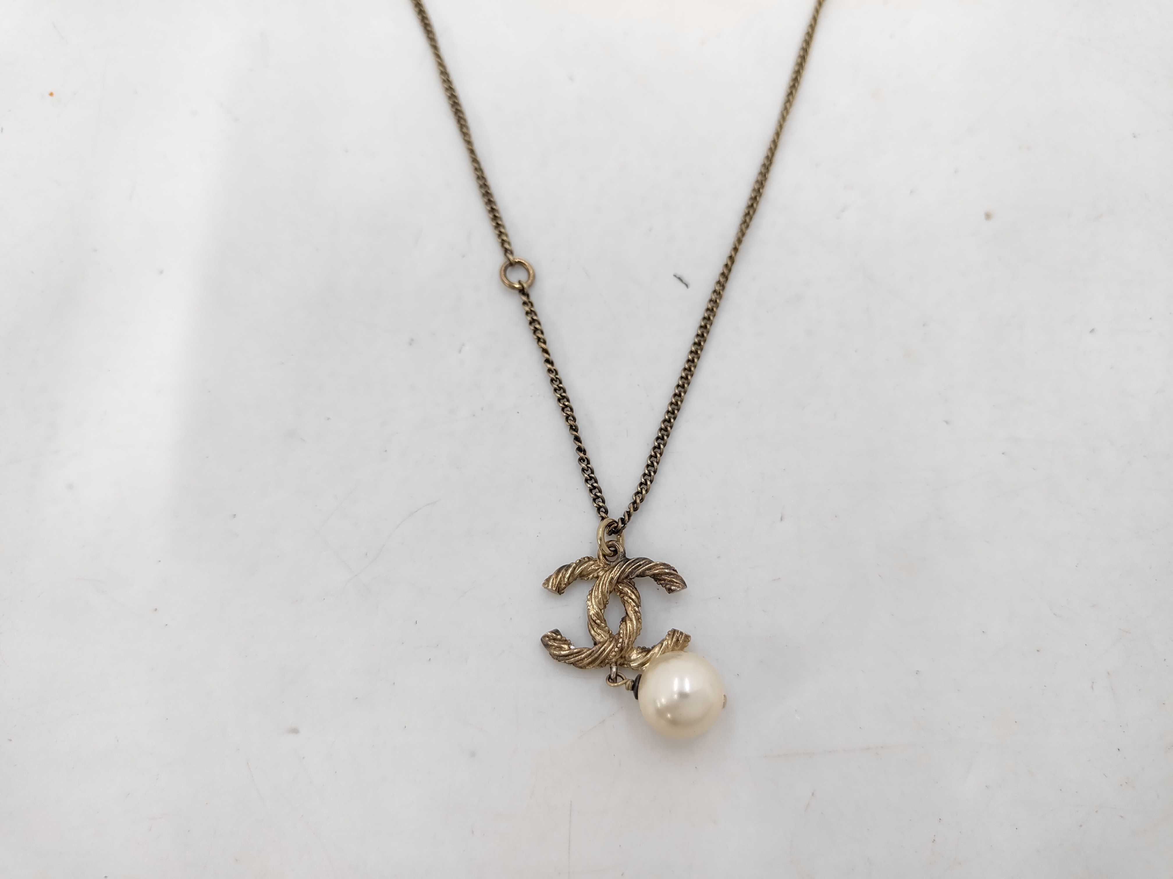C14V Coco Mark Rhinestone Pearl Necklace — view 2