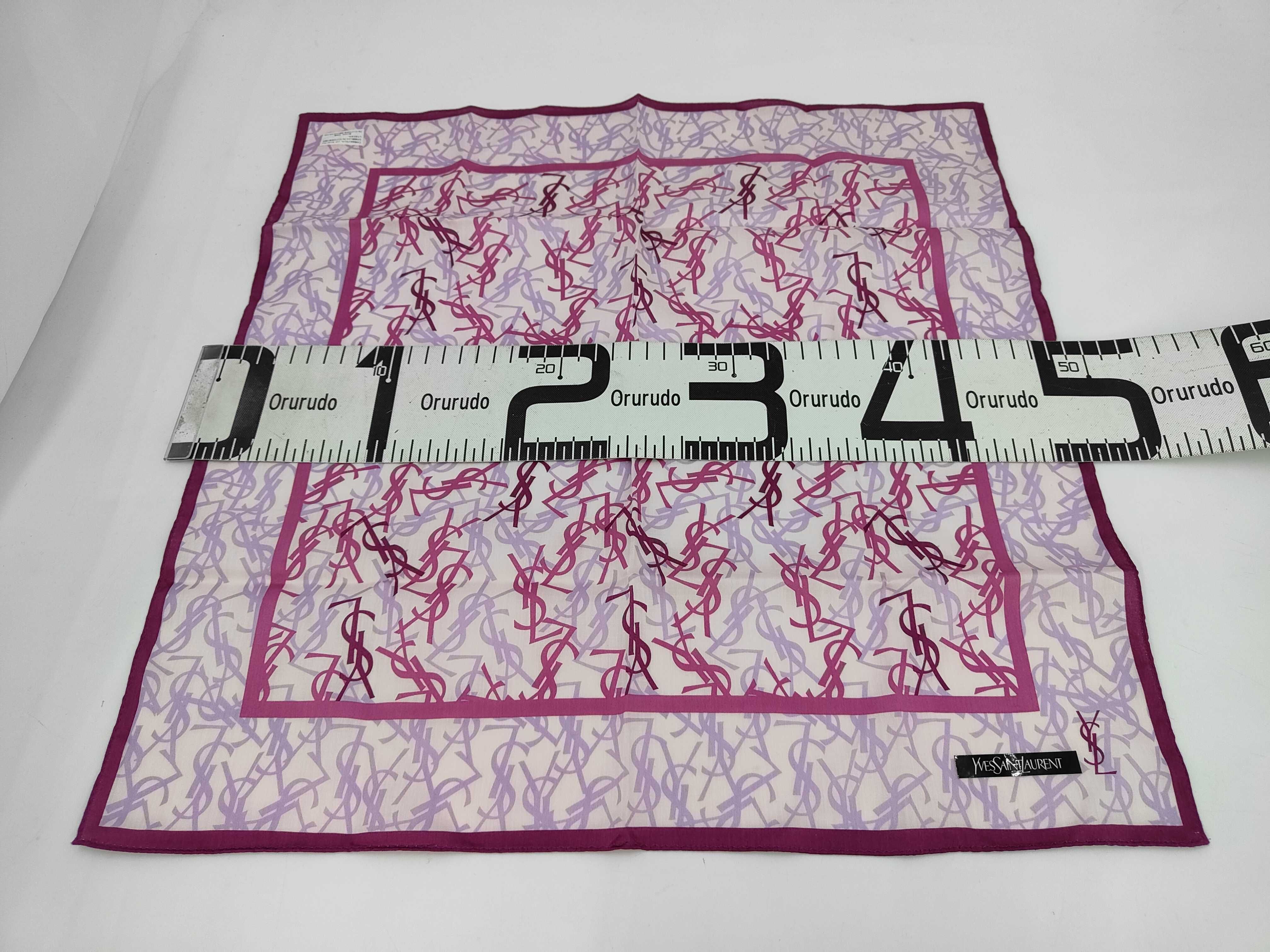 handkerchief/scarf with sticker, YSL all-over print, large size, purple, other accessories. — view 2