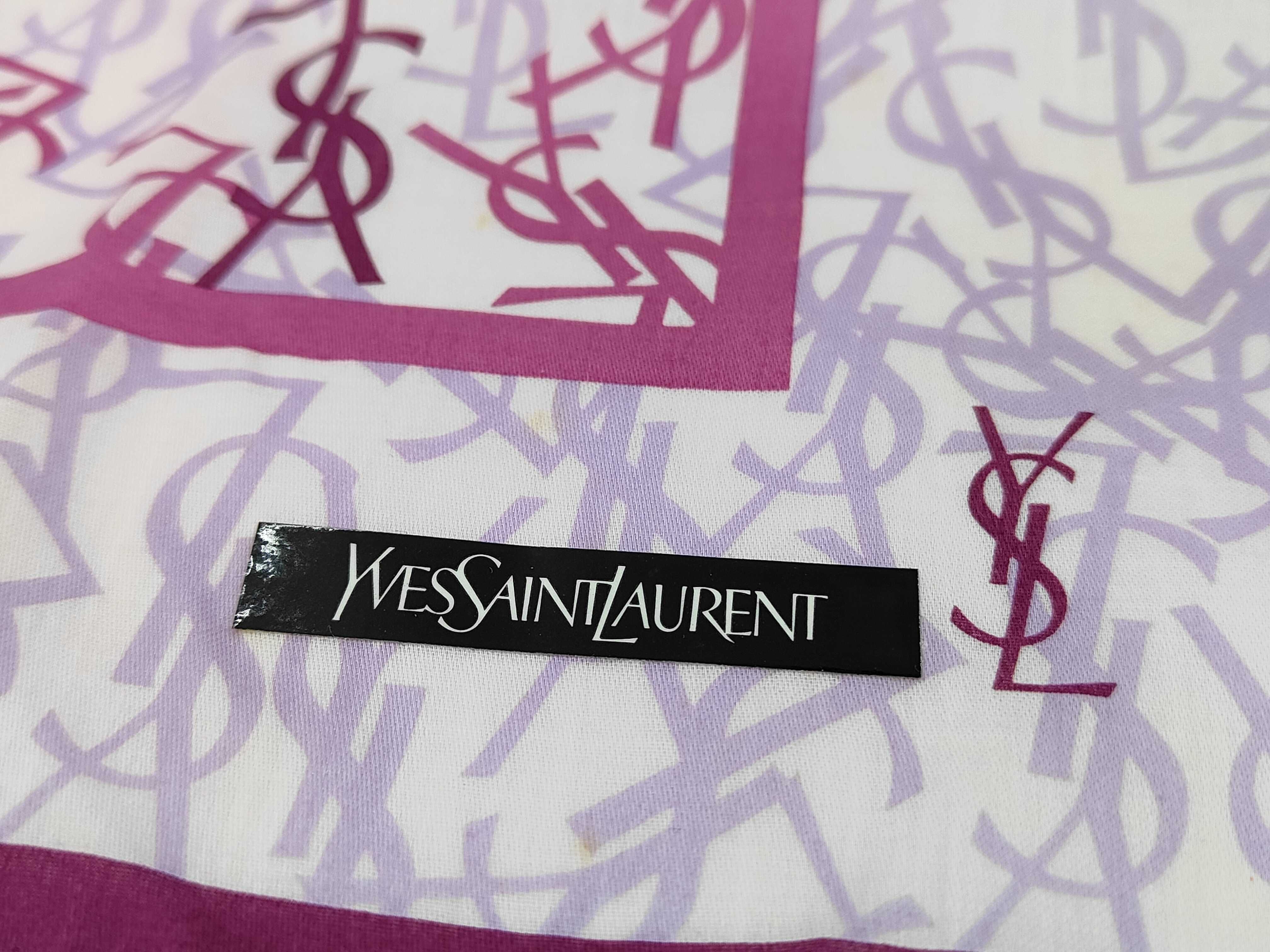 handkerchief/scarf with sticker, YSL all-over print, large size, purple, other accessories. — view 3