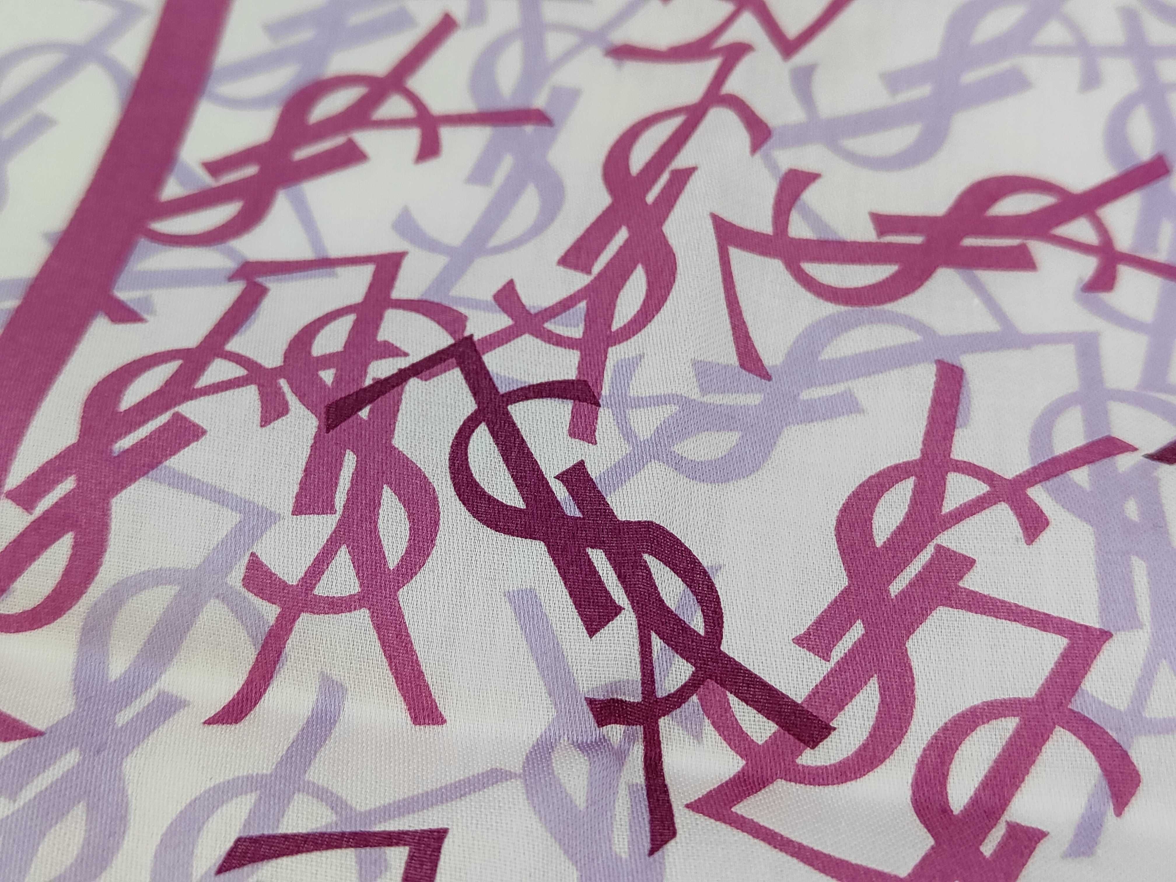 handkerchief/scarf with sticker, YSL all-over print, large size, purple, other accessories. — view 6