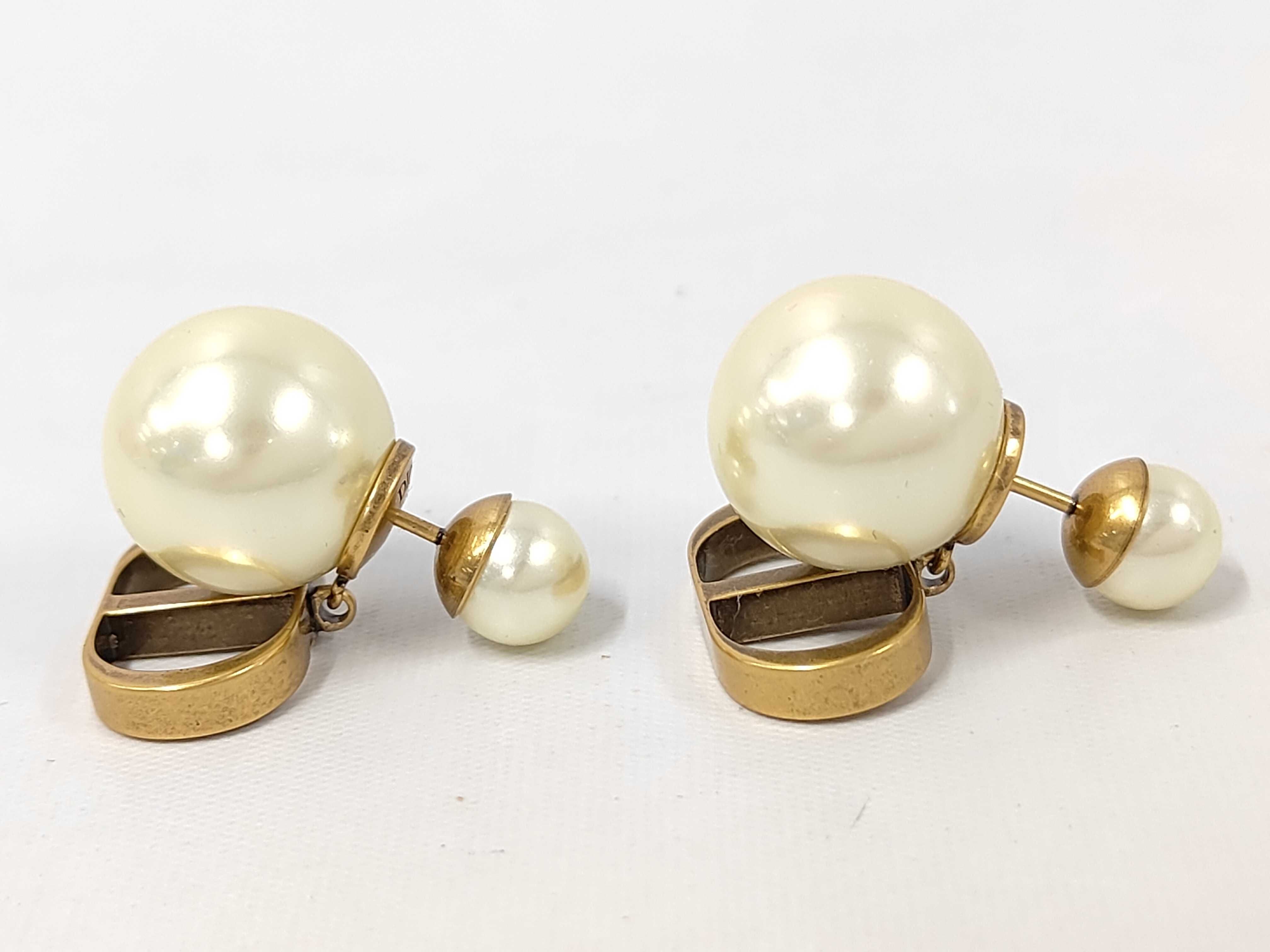 CD logo pearl earrings — view 2