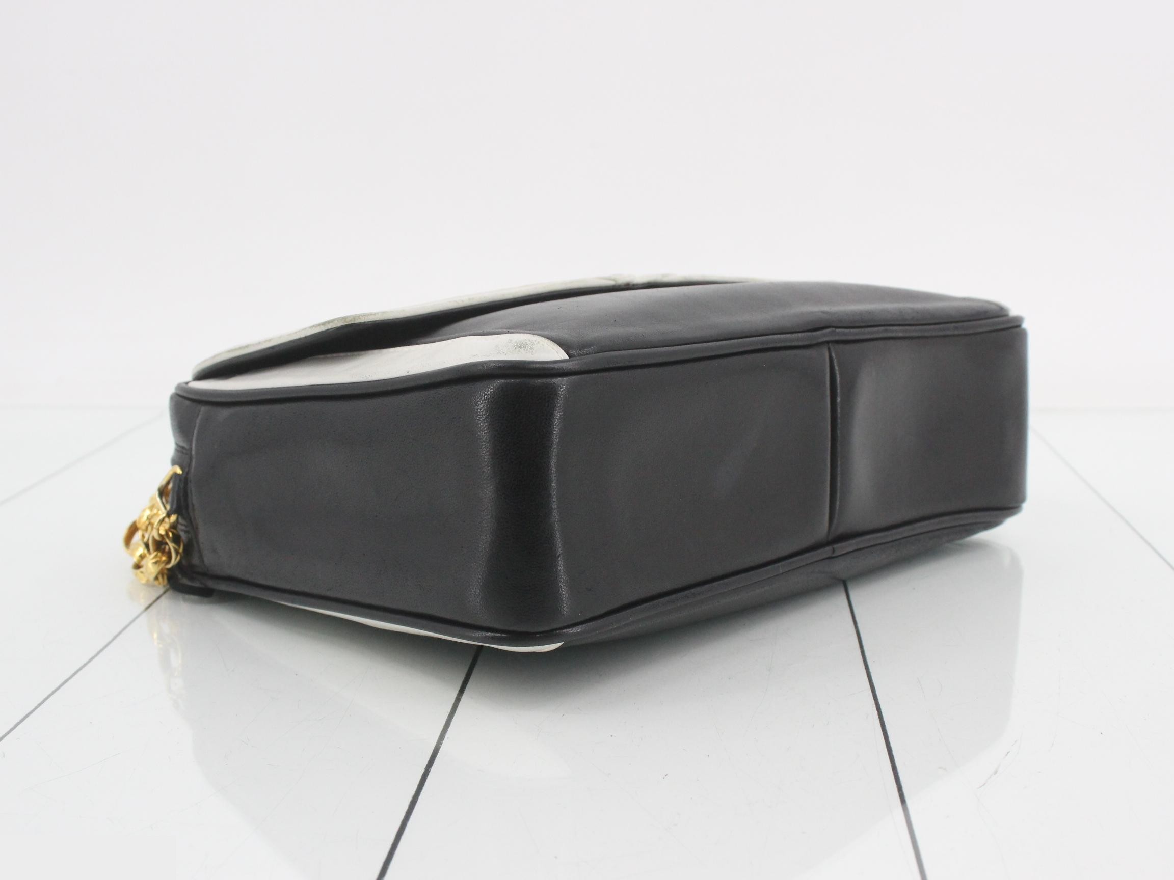 Coco Mark Classic Chain Shoulder Bag, Panda Lambskin, Black x White, Size 2, W23 — view 5