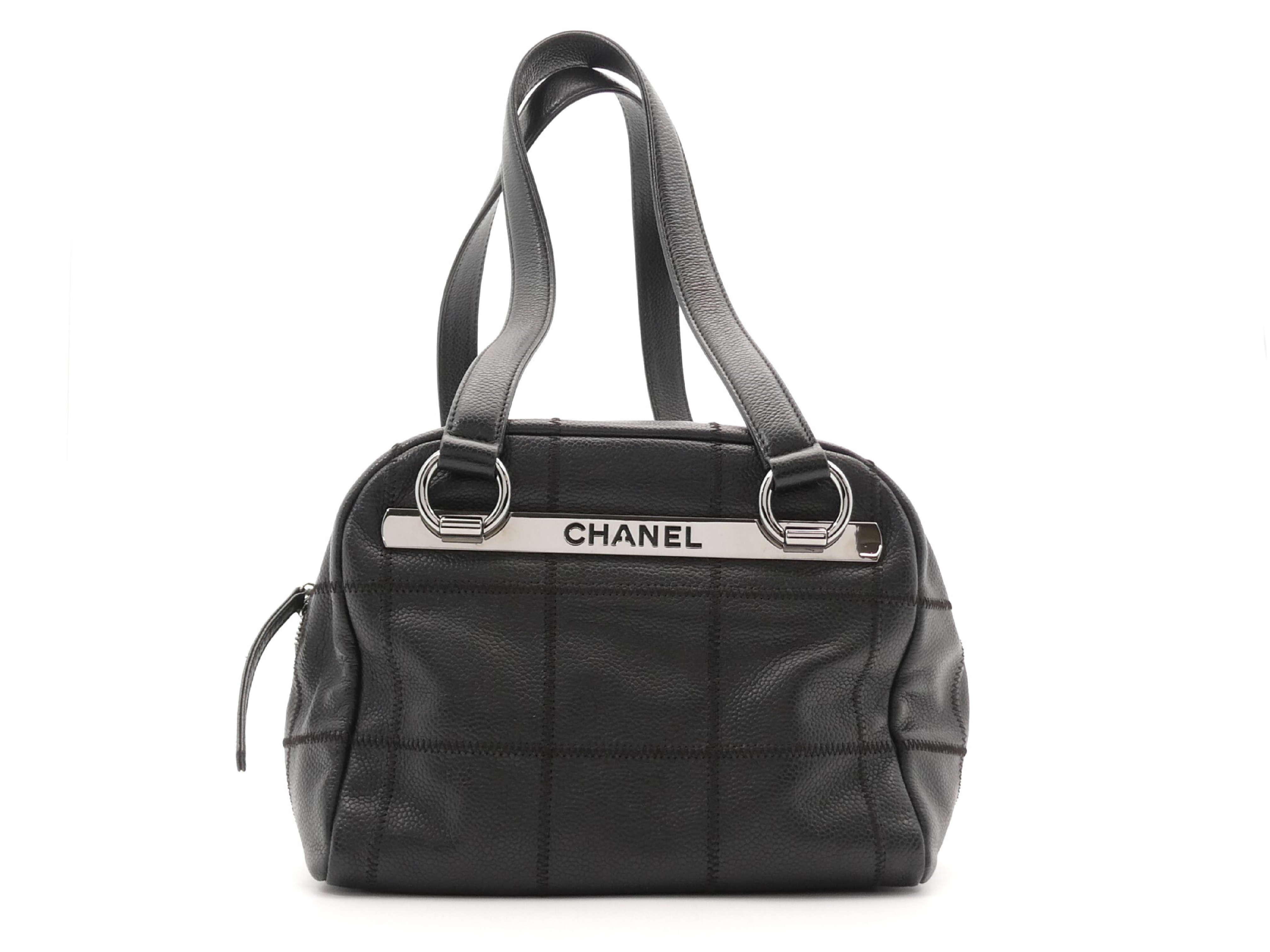 Chocolate Bar Logo Caviar Skin Shoulder Bag