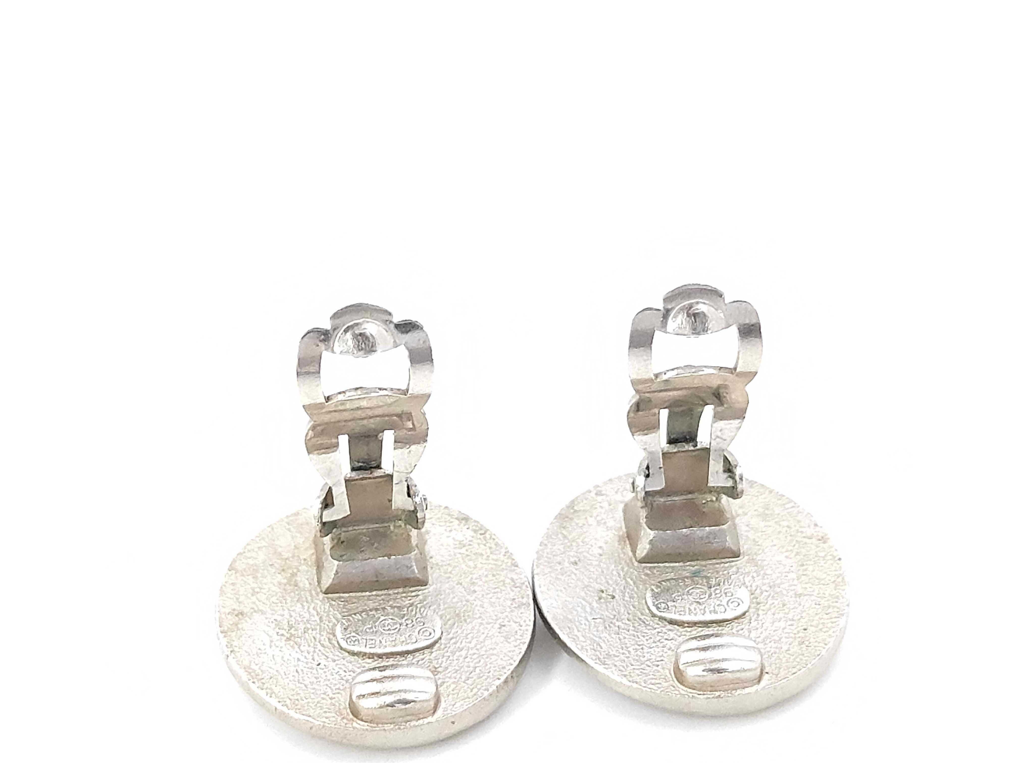 Silver Metal Coco Mark Round Earrings (with comments) 98P Earrings — view 5