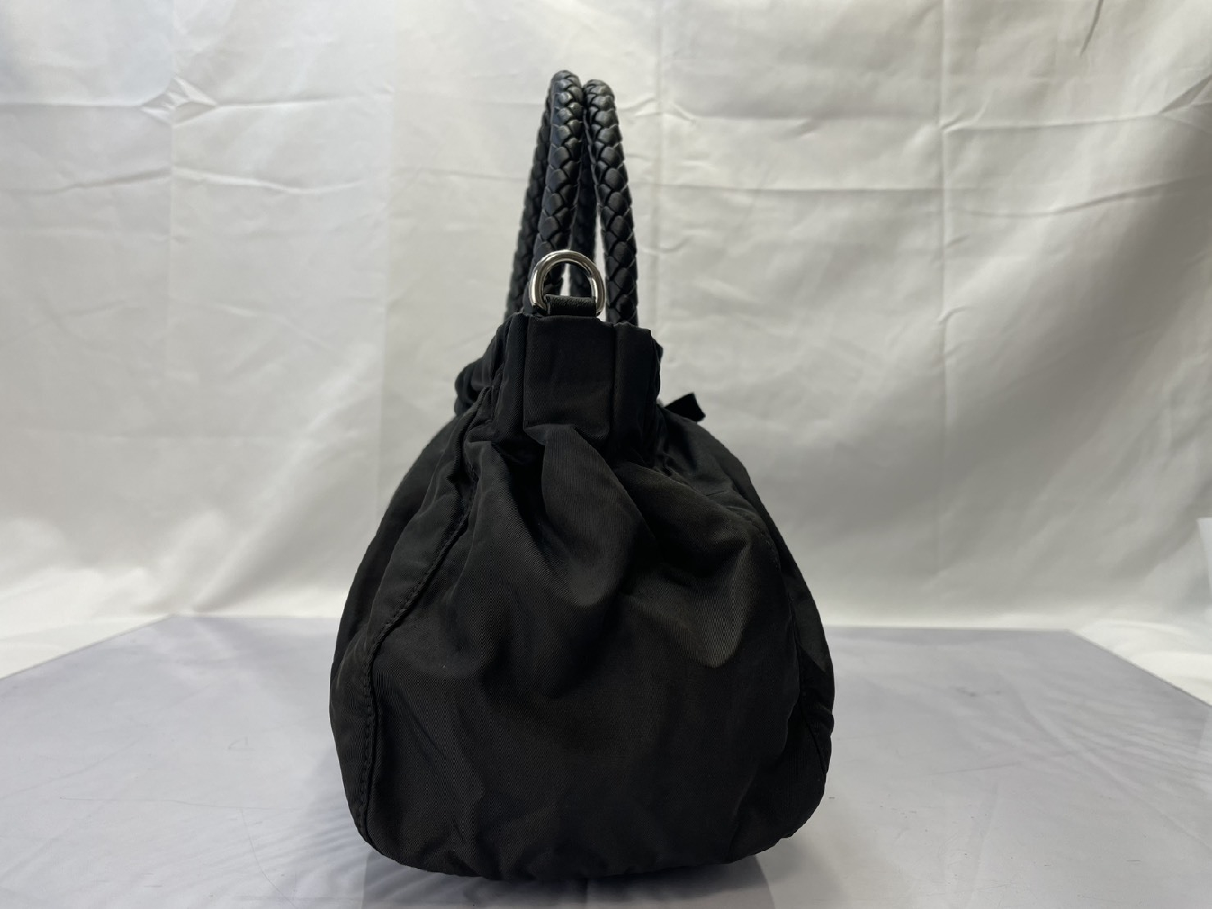 Intreccio Ribbon Braided Handbag/Tote Bag/2-Way Shoulder Bag, Black BN1631 — view 4