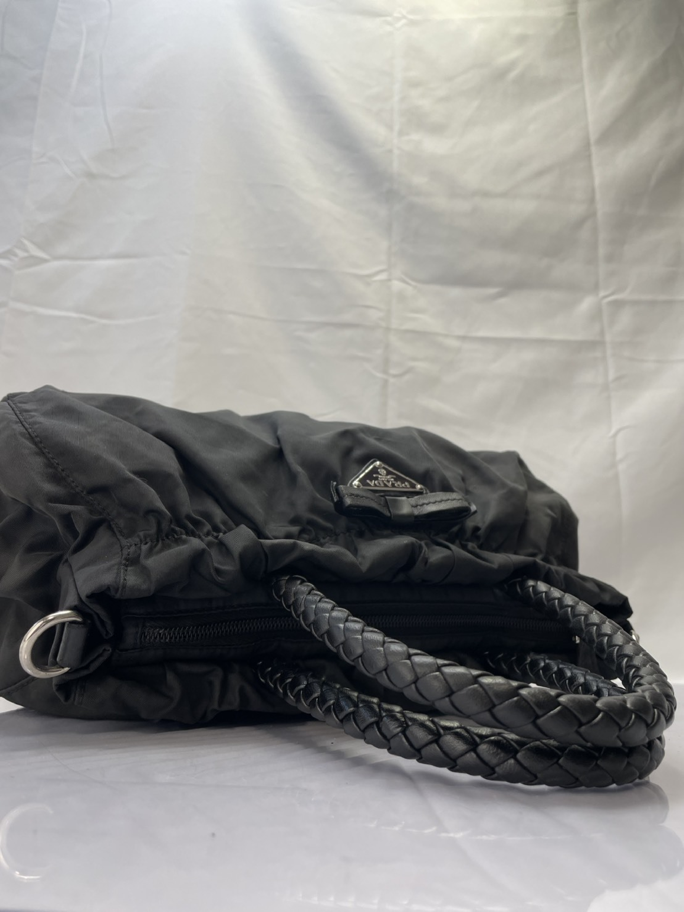 Intreccio Ribbon Braided Handbag/Tote Bag/2-Way Shoulder Bag, Black BN1631 — view 5