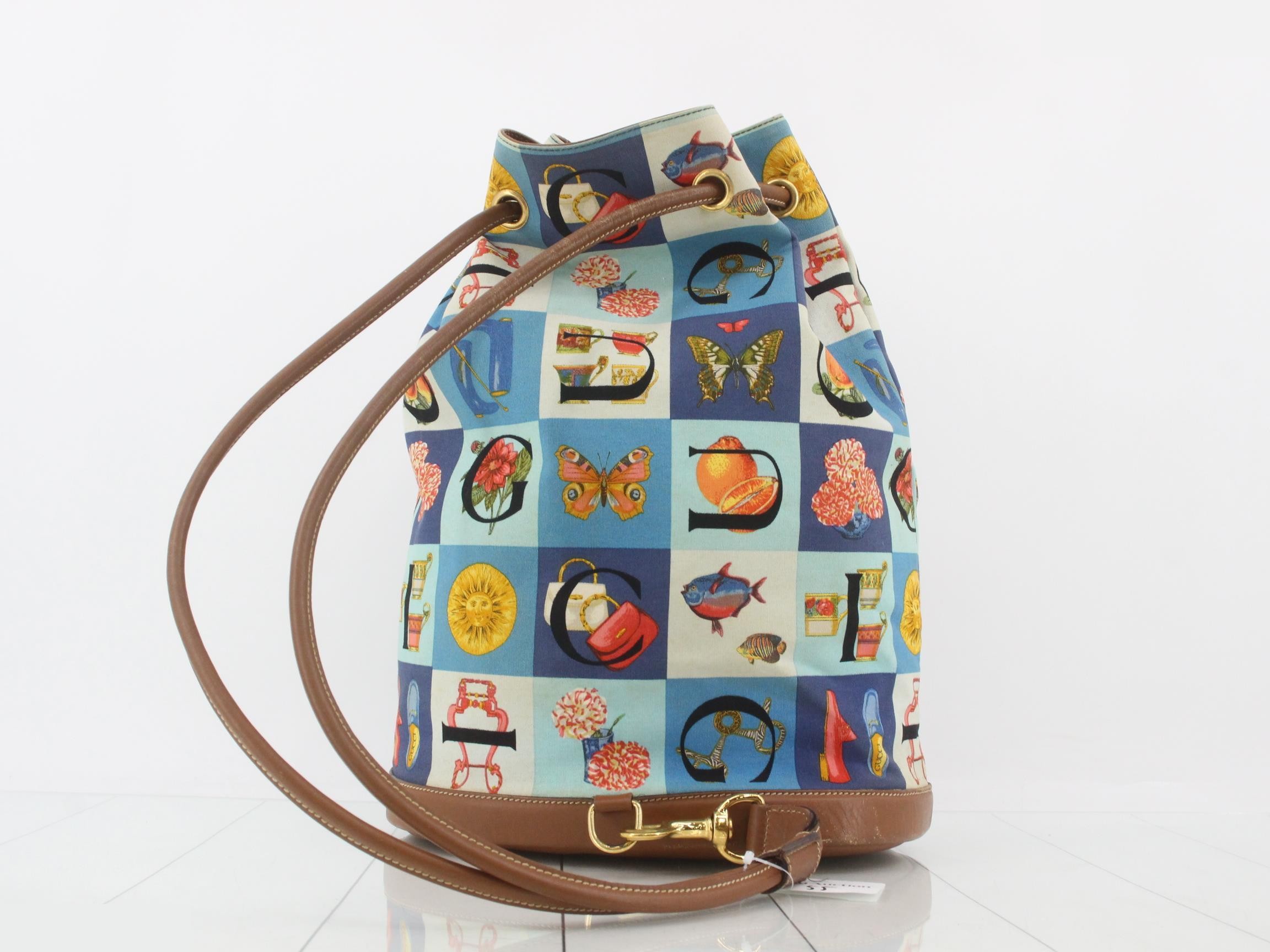 Shimo Canvas Drawstring Shoulder Bag, Multicolor — view 2