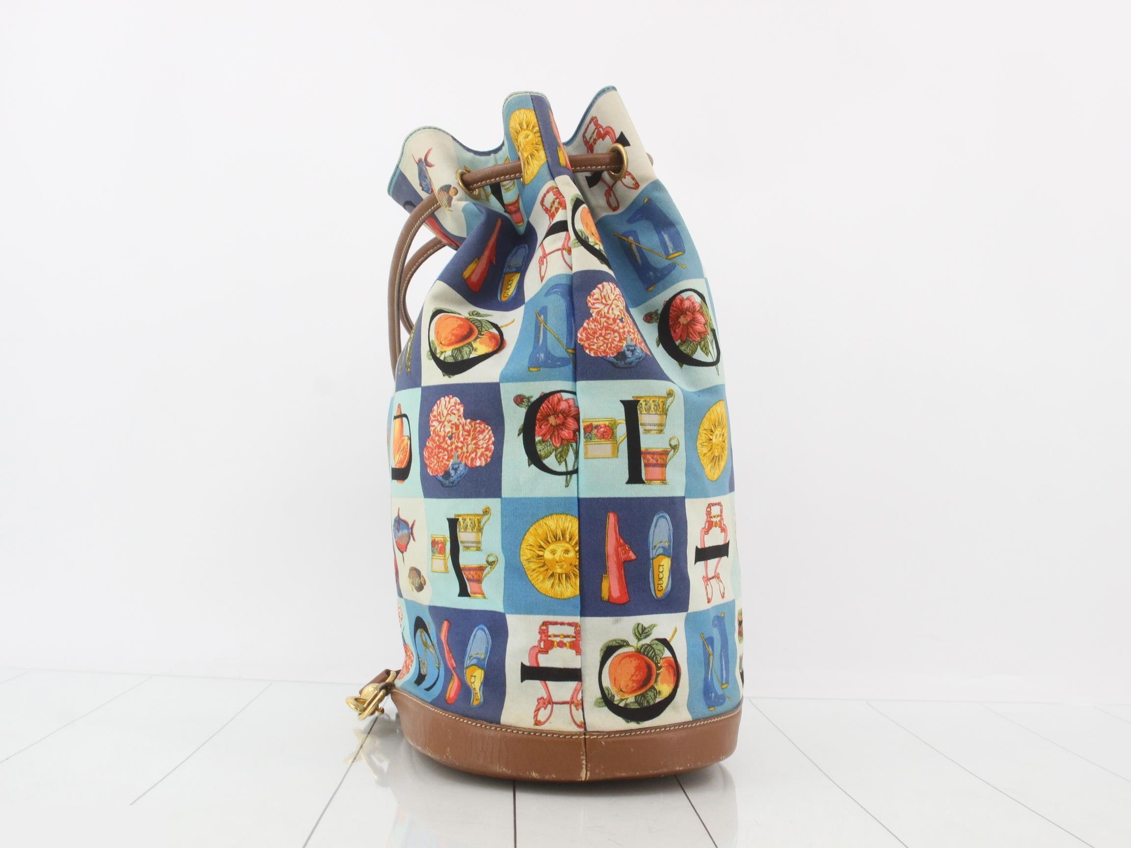 Shimo Canvas Drawstring Shoulder Bag, Multicolor — view 4