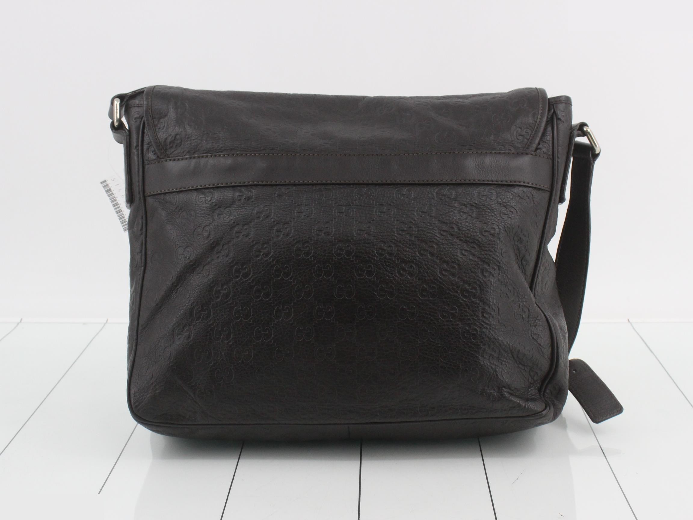 Guccissima Leather Messenger Bag, Dark Brown — view 2