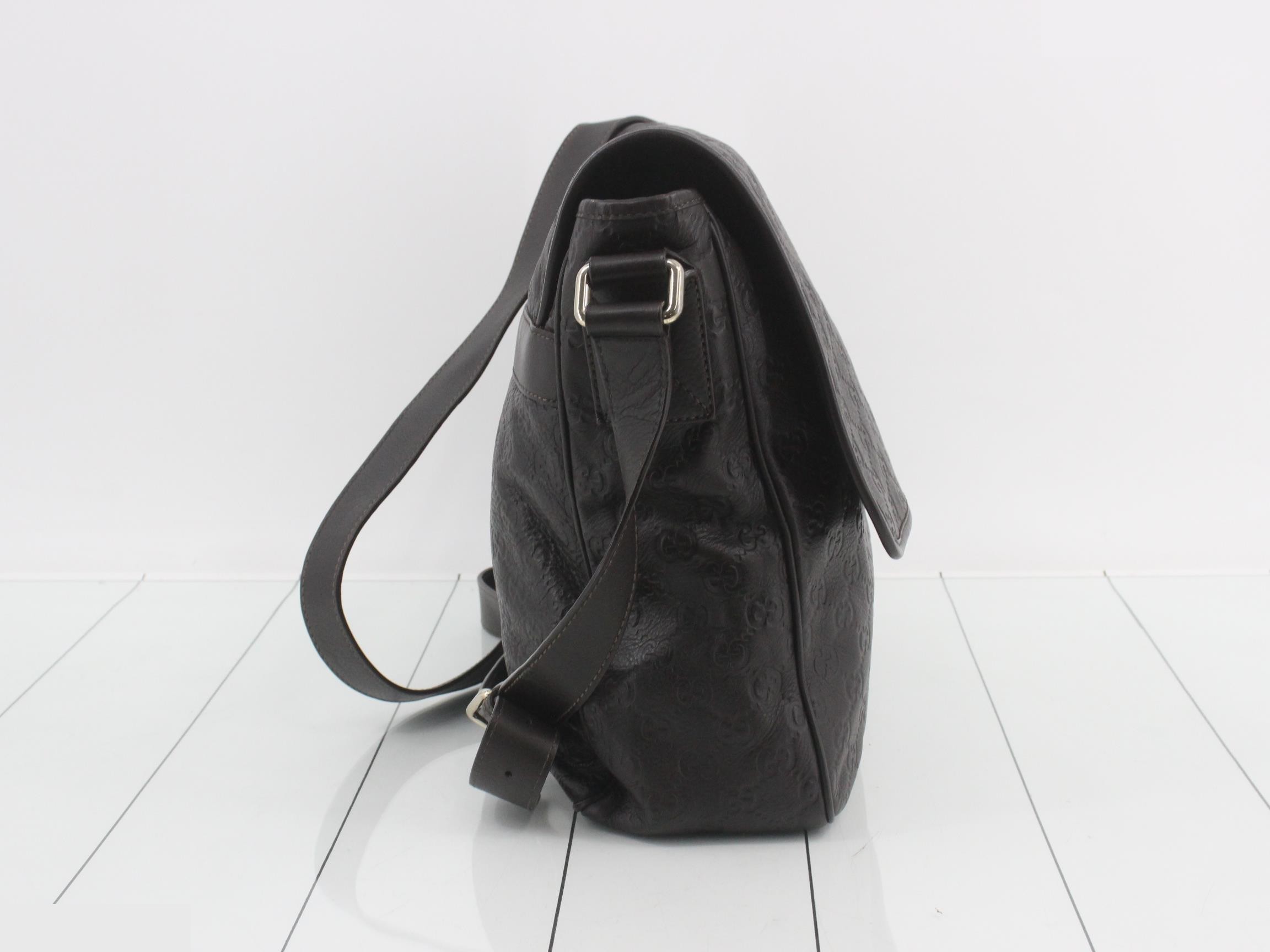 Guccissima Leather Messenger Bag, Dark Brown — view 4
