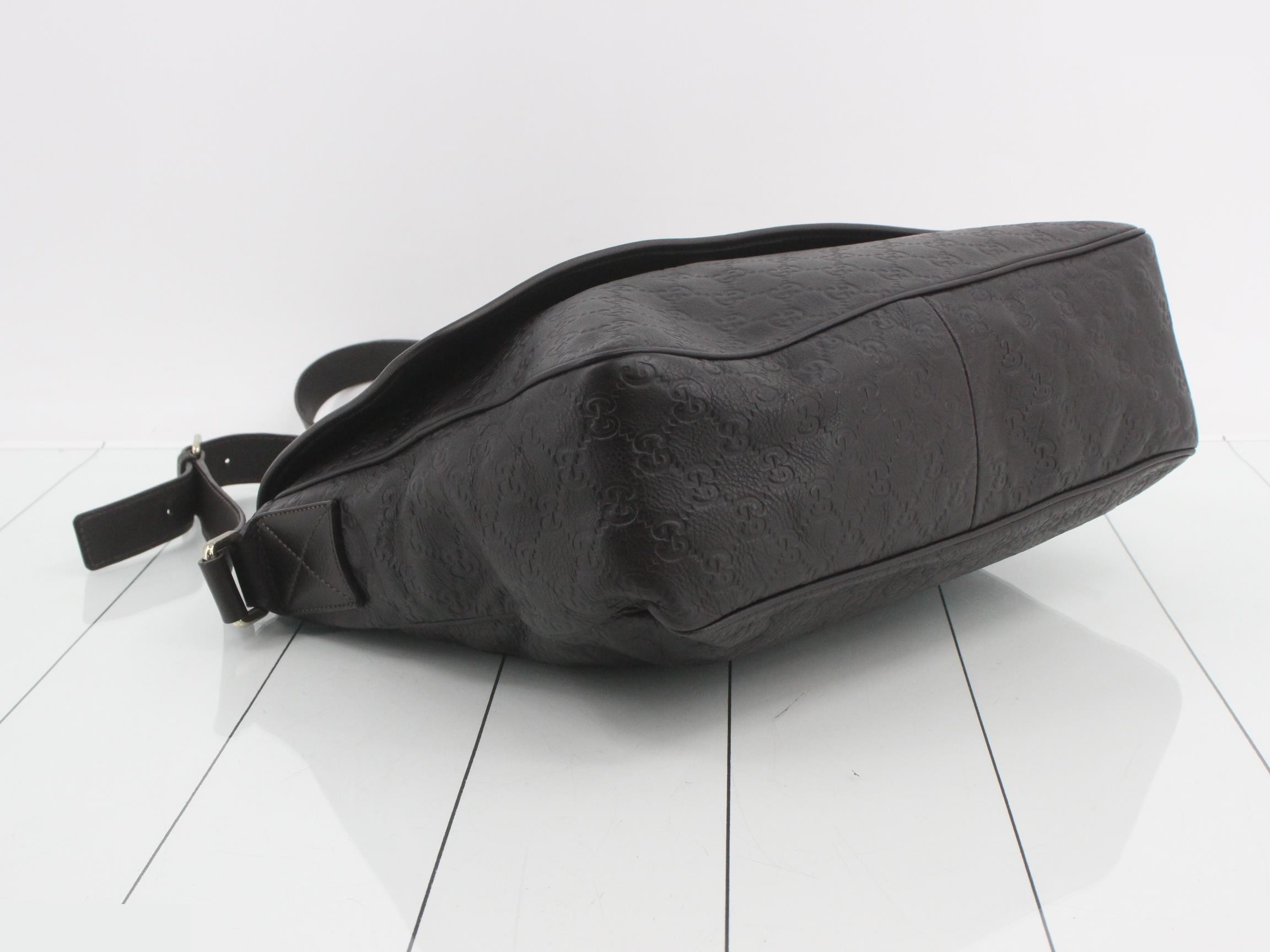 Guccissima Leather Messenger Bag, Dark Brown — view 5