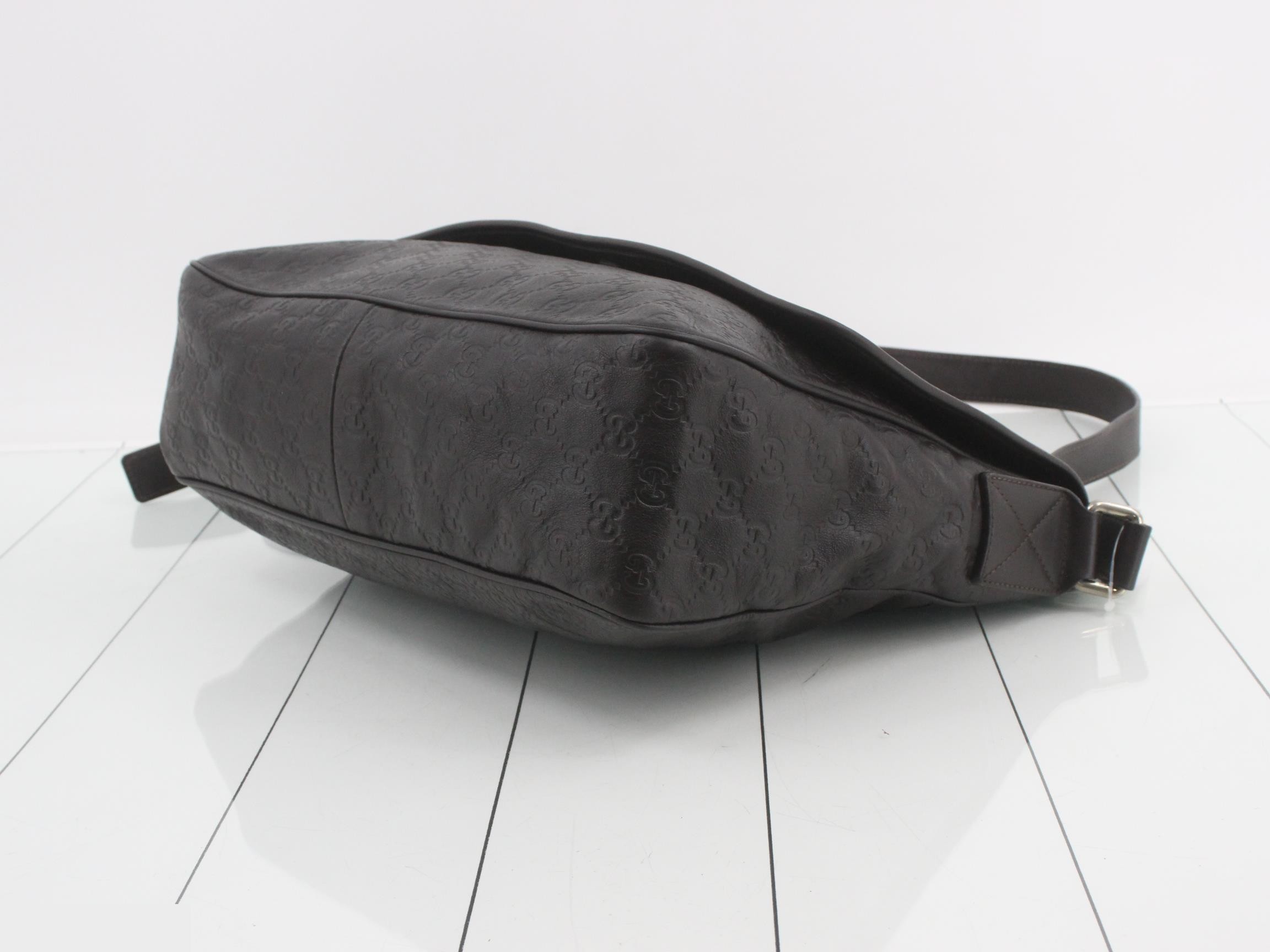 Guccissima Leather Messenger Bag, Dark Brown — view 6