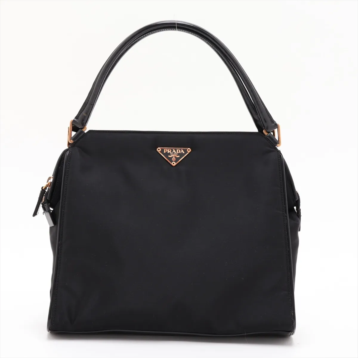Tessuto Nylon x Leather Handbag, Black, Unsigned Guarantee Card