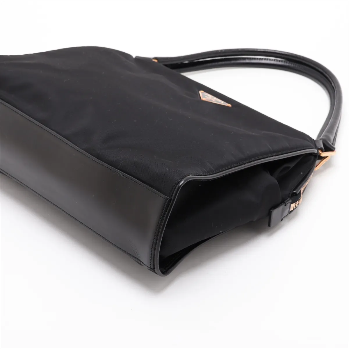 Tessuto Nylon x Leather Handbag, Black, Unsigned Guarantee Card — view 3