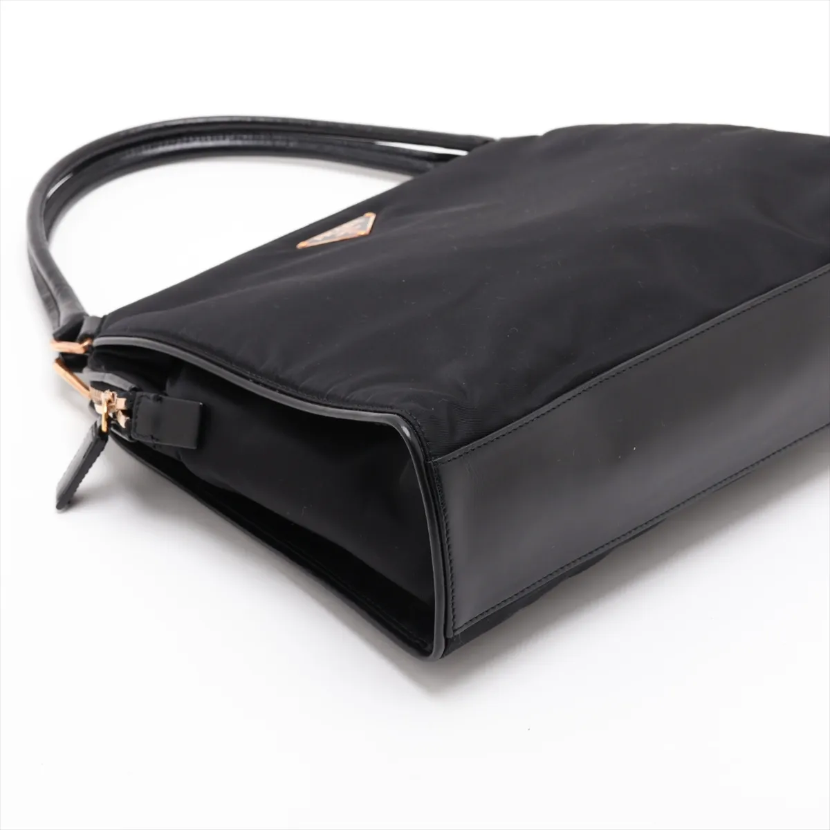 Tessuto Nylon x Leather Handbag, Black, Unsigned Guarantee Card — view 4