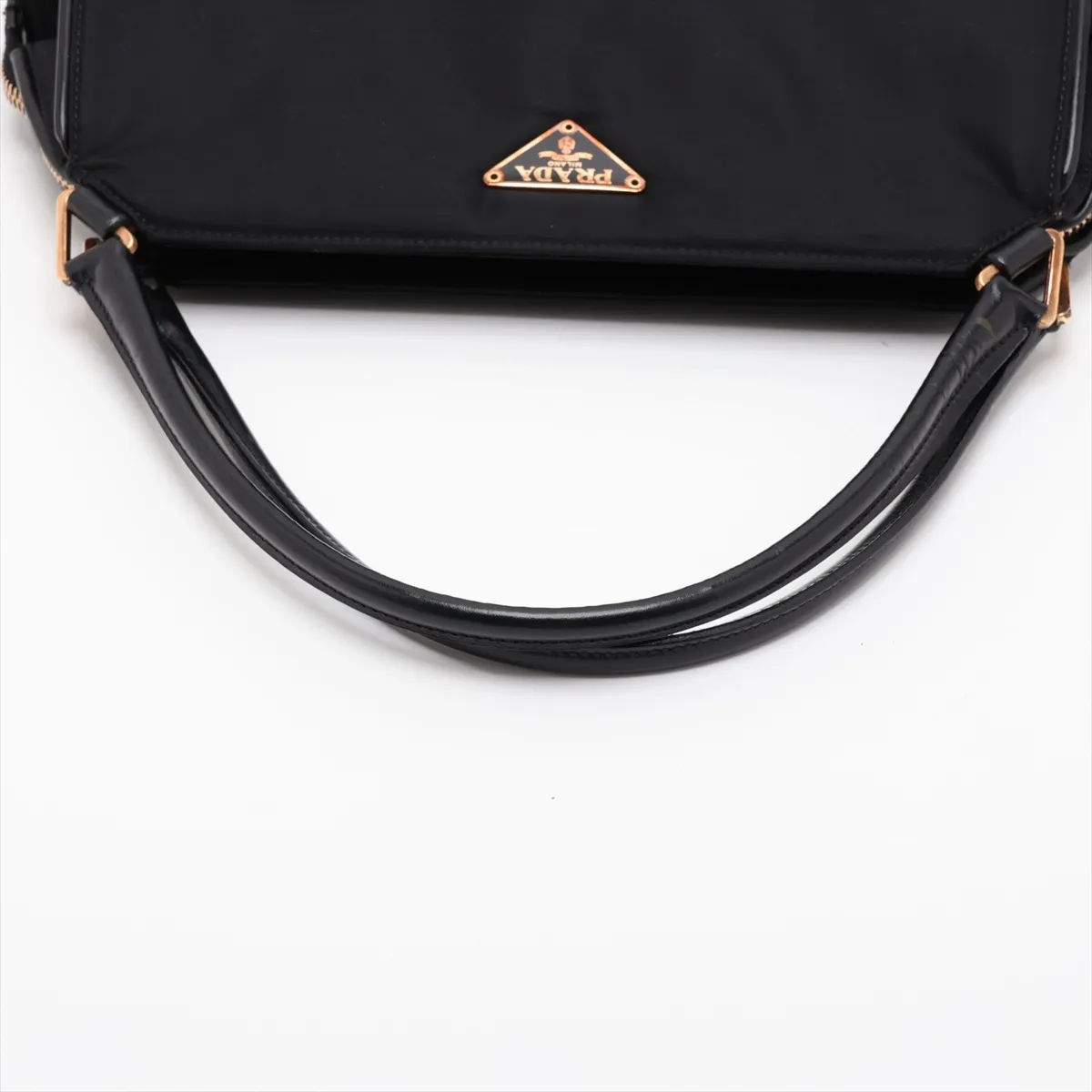 Tessuto Nylon x Leather Handbag, Black, Unsigned Guarantee Card — view 5