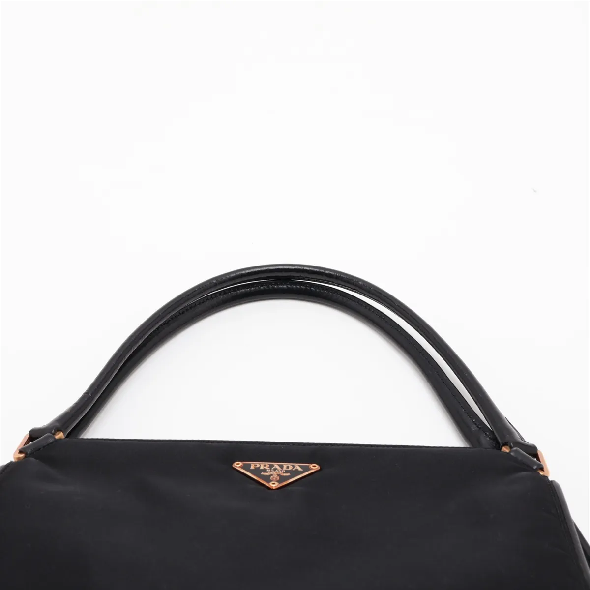 Tessuto Nylon x Leather Handbag, Black, Unsigned Guarantee Card — view 6