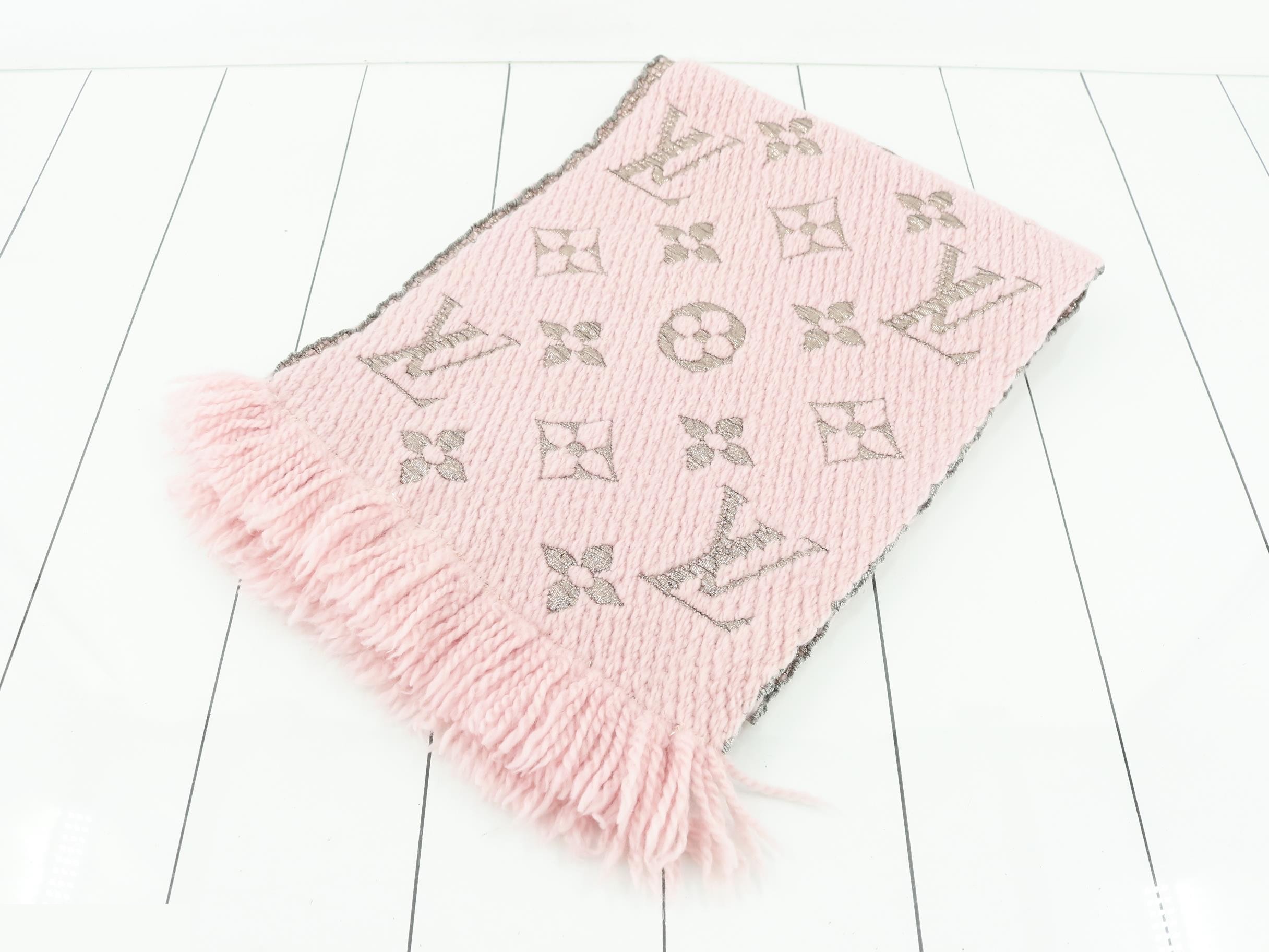 Logo Mania Long Scarf, with domestic tag, Pink x Silver
