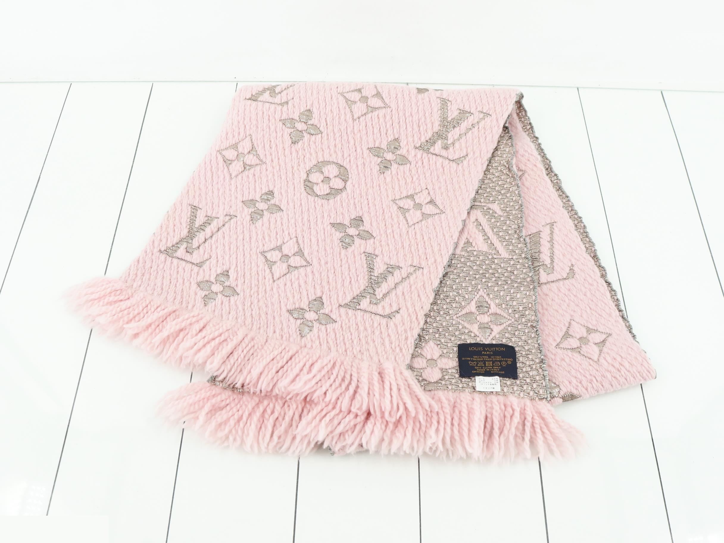 Logo Mania Long Scarf, with domestic tag, Pink x Silver — view 2