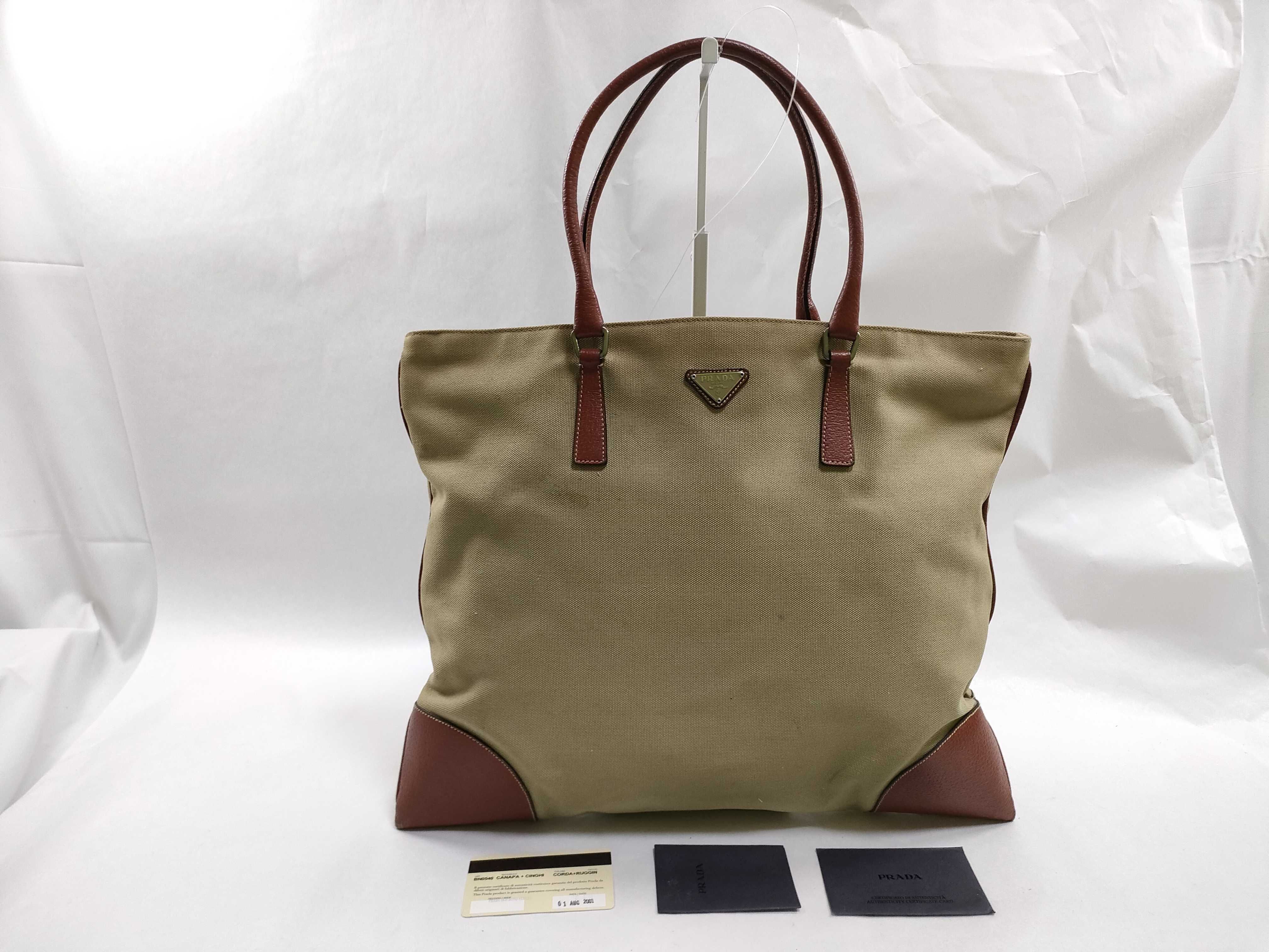 White Tag 31 Canvas x Leather x Nylon Tote Bag, Beige Tote Bag