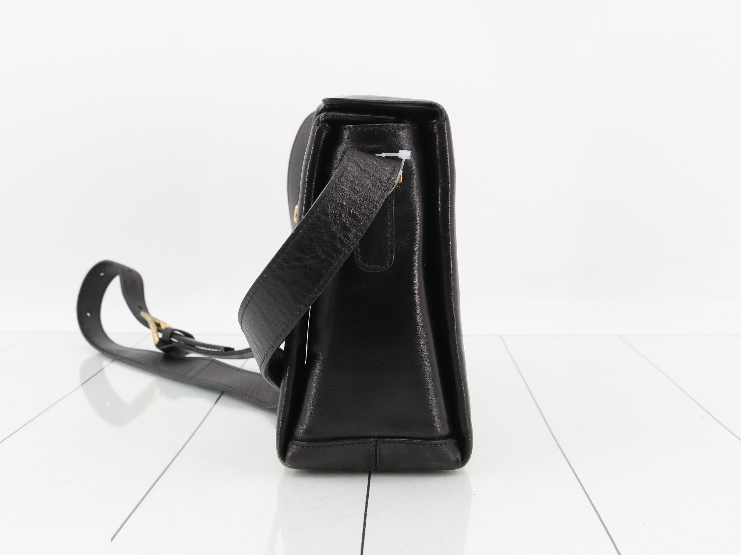 Leather shoulder bag, black — view 3