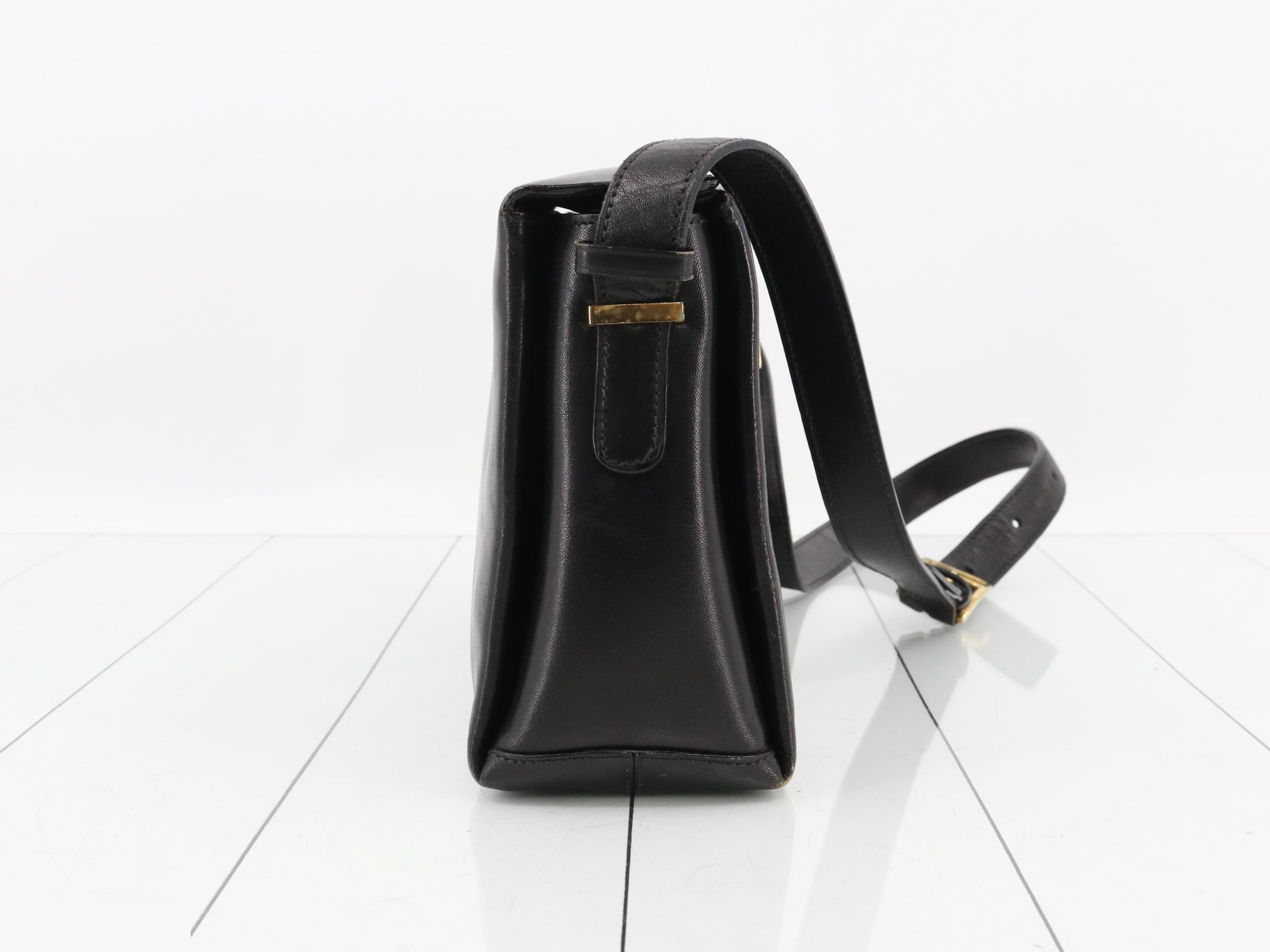 Leather shoulder bag, black — view 4