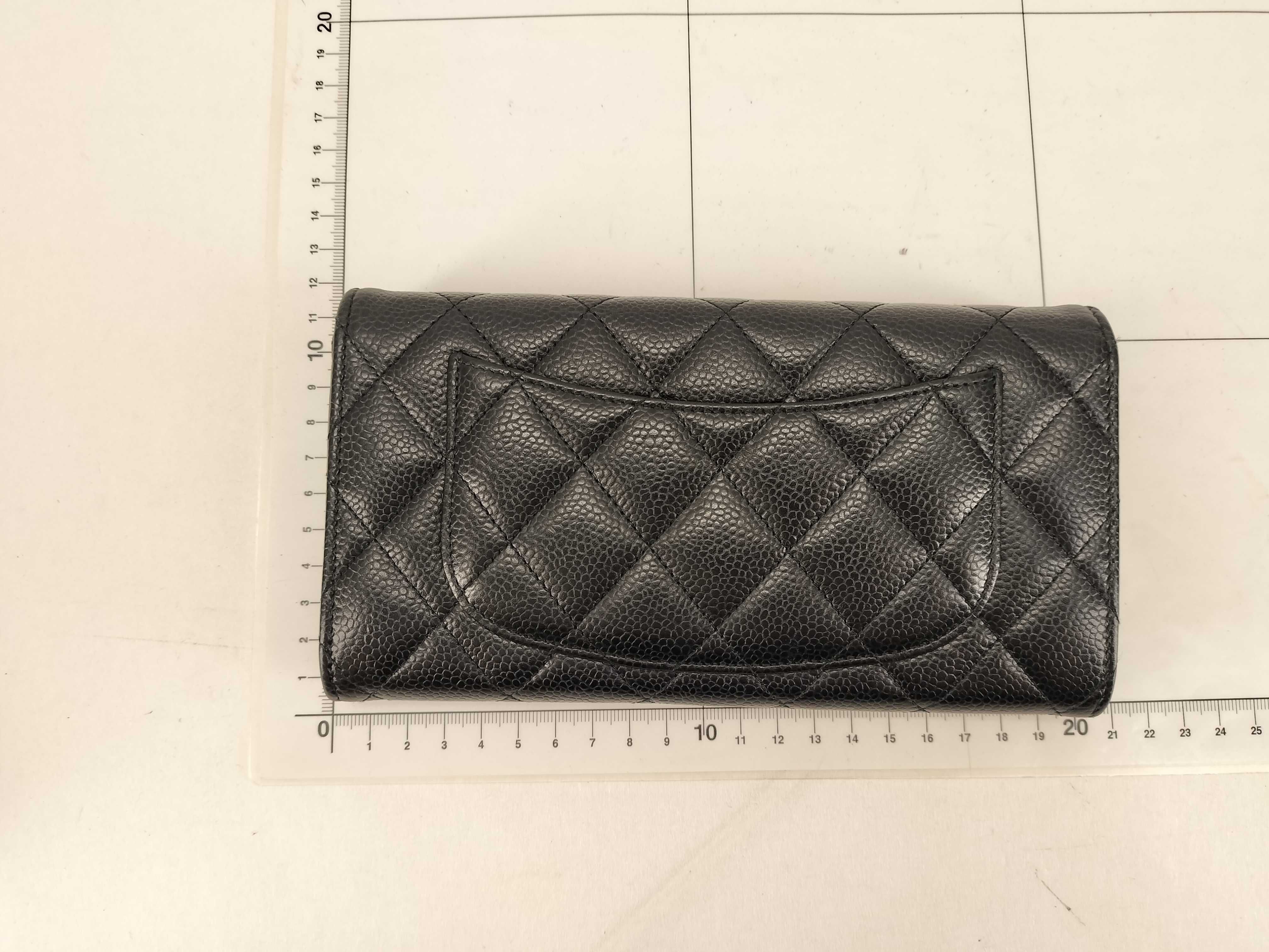 Caviar Skin Coco Mark Matelassé Long Wallet with Silver Hardware — view 2