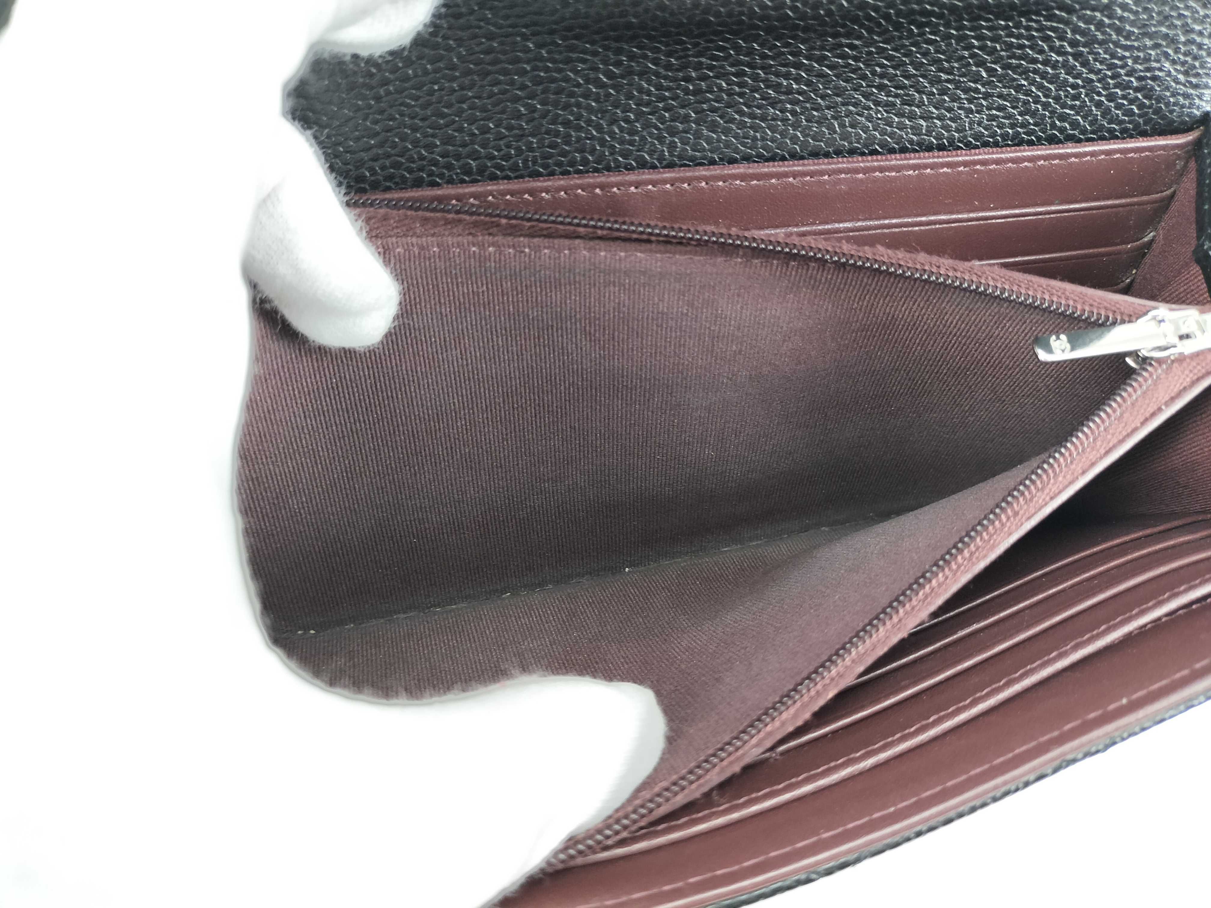 Caviar Skin Coco Mark Matelassé Long Wallet with Silver Hardware — view 11