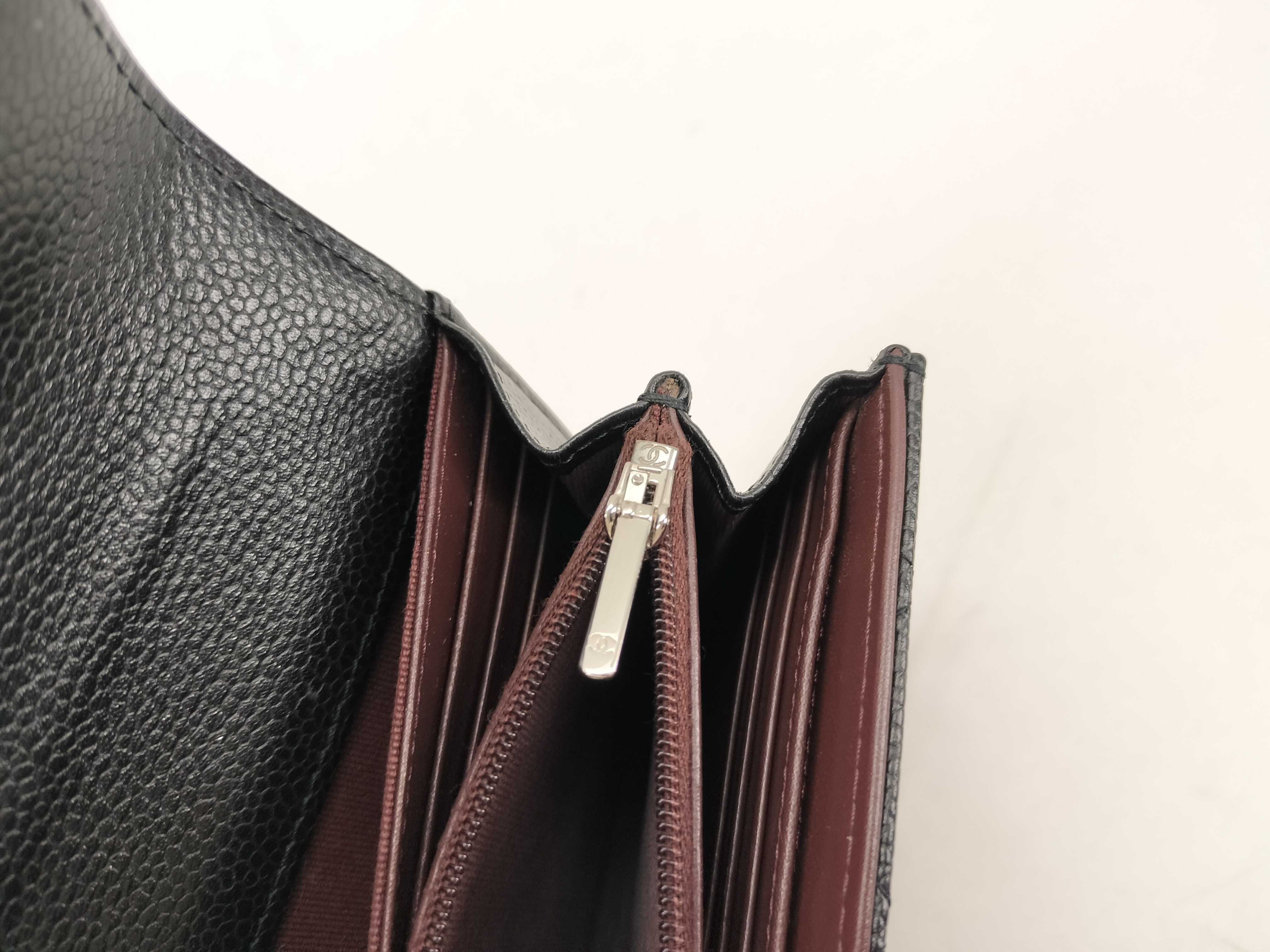 Caviar Skin Coco Mark Matelassé Long Wallet with Silver Hardware — view 12