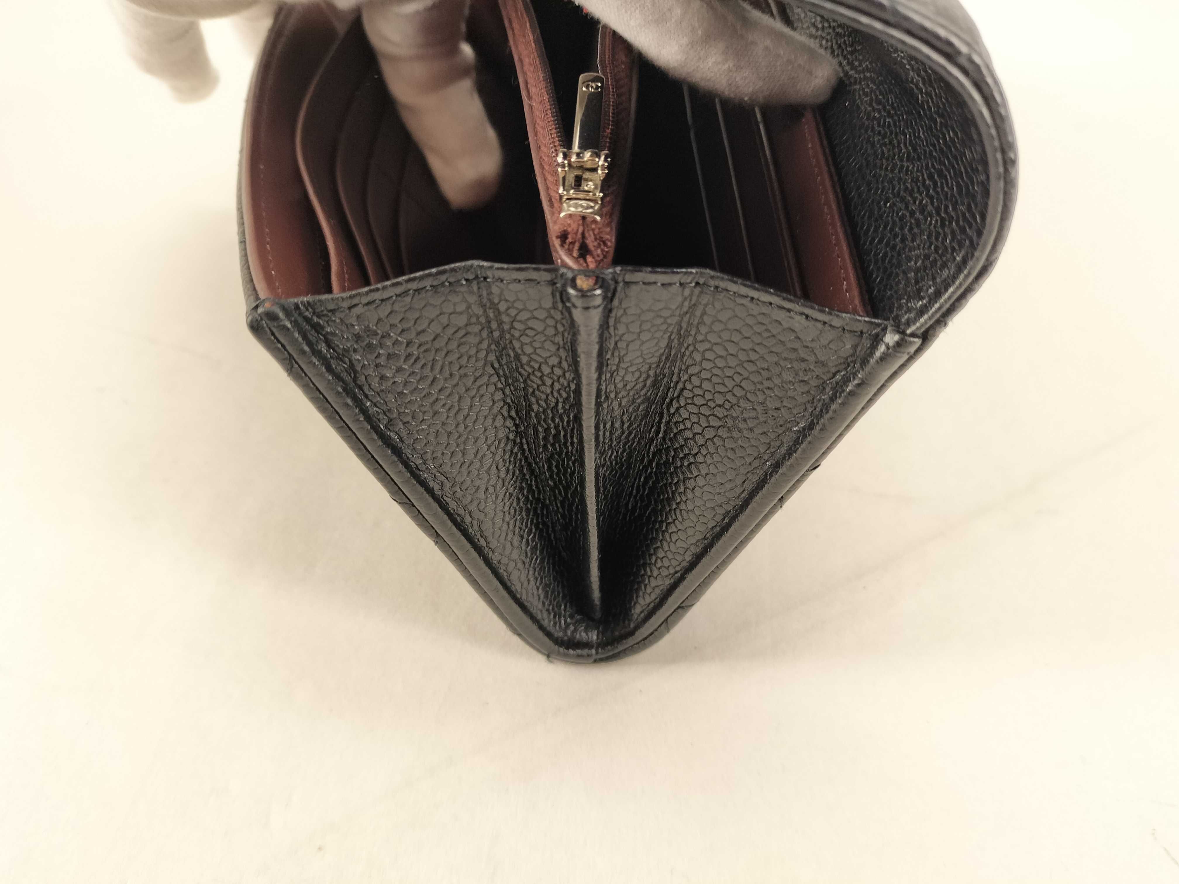 Caviar Skin Coco Mark Matelassé Long Wallet with Silver Hardware — view 15