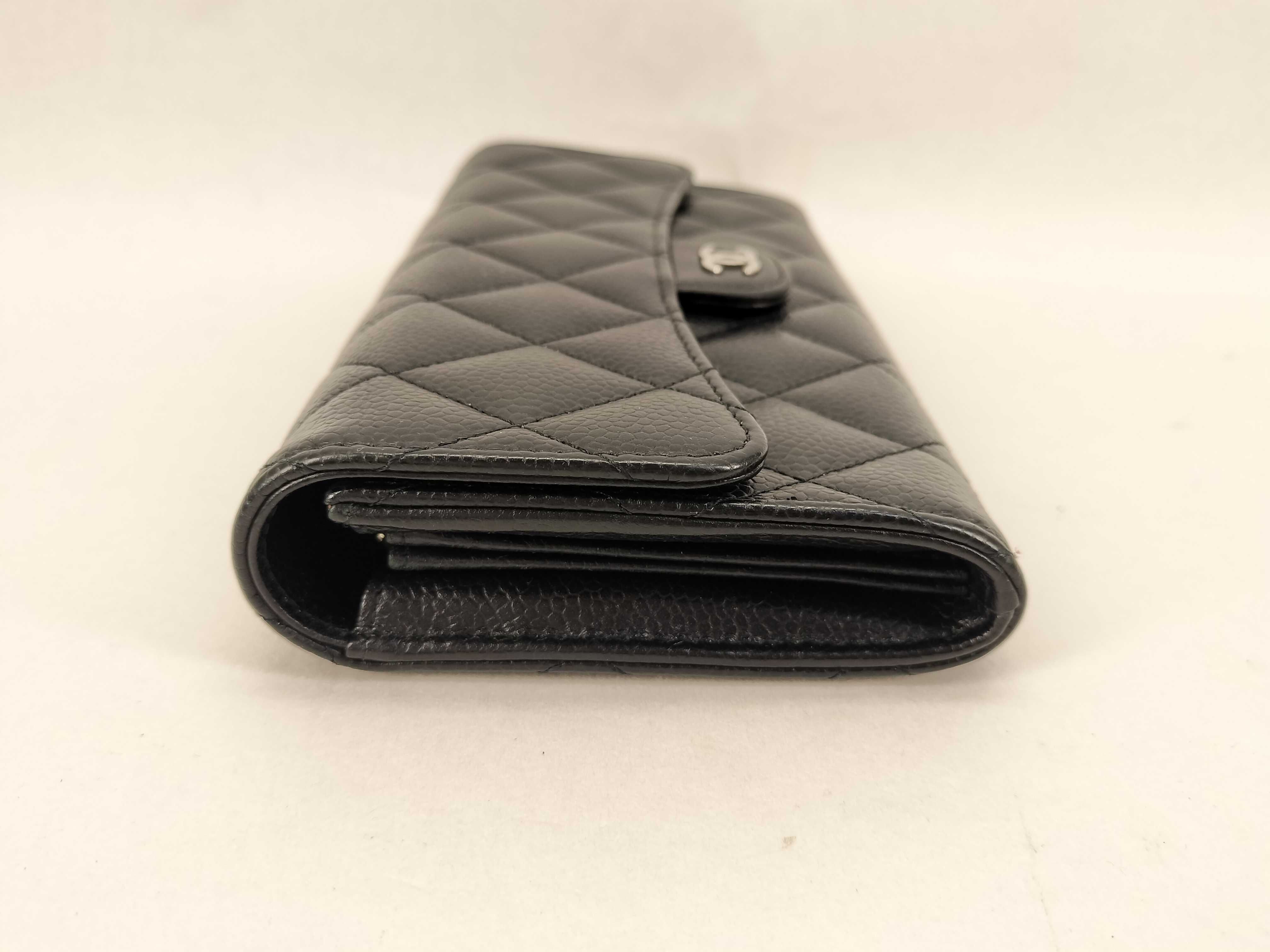 Caviar Skin Coco Mark Matelassé Long Wallet with Silver Hardware — view 4